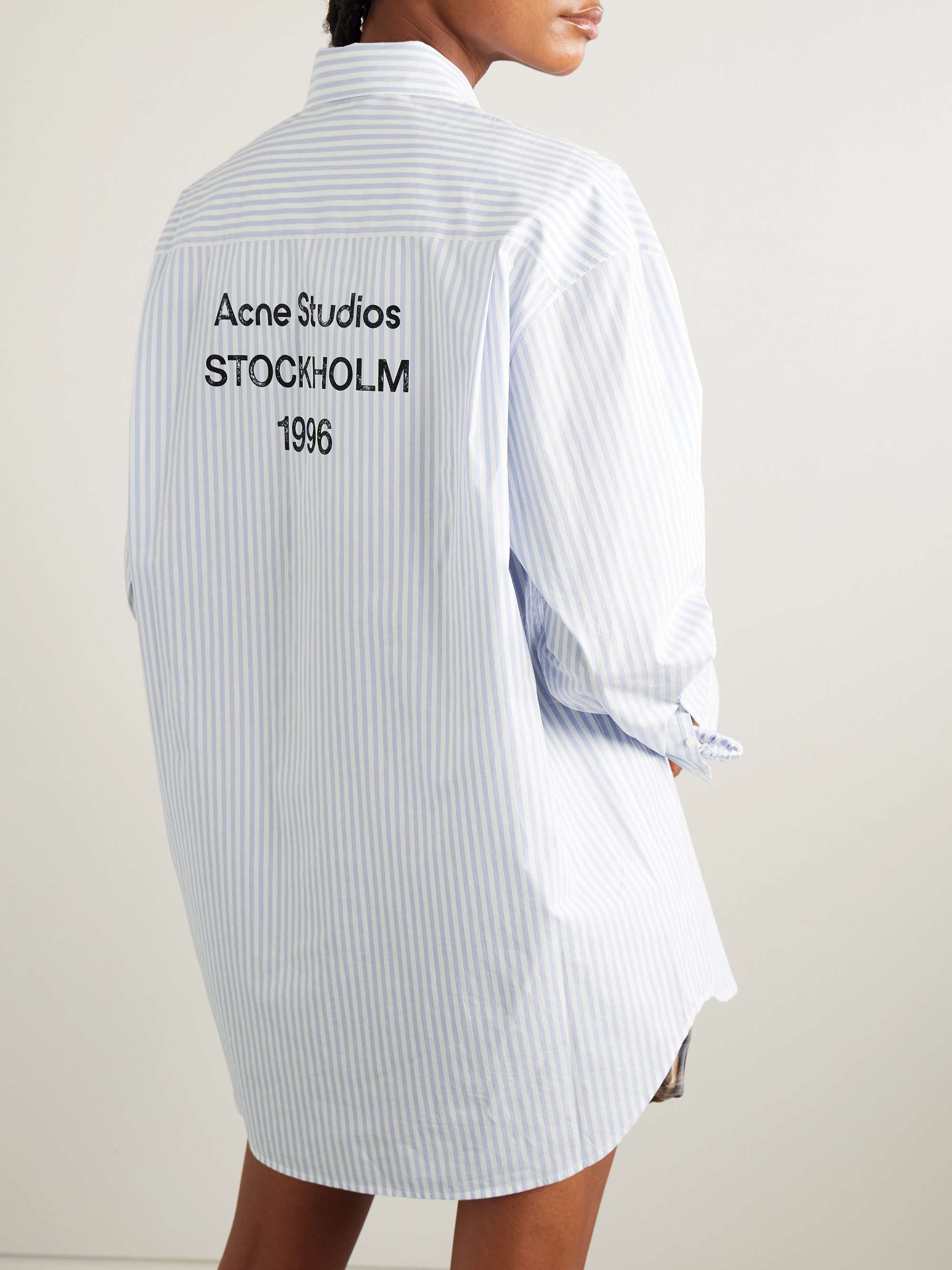 Printed striped cotton-poplin shirt view