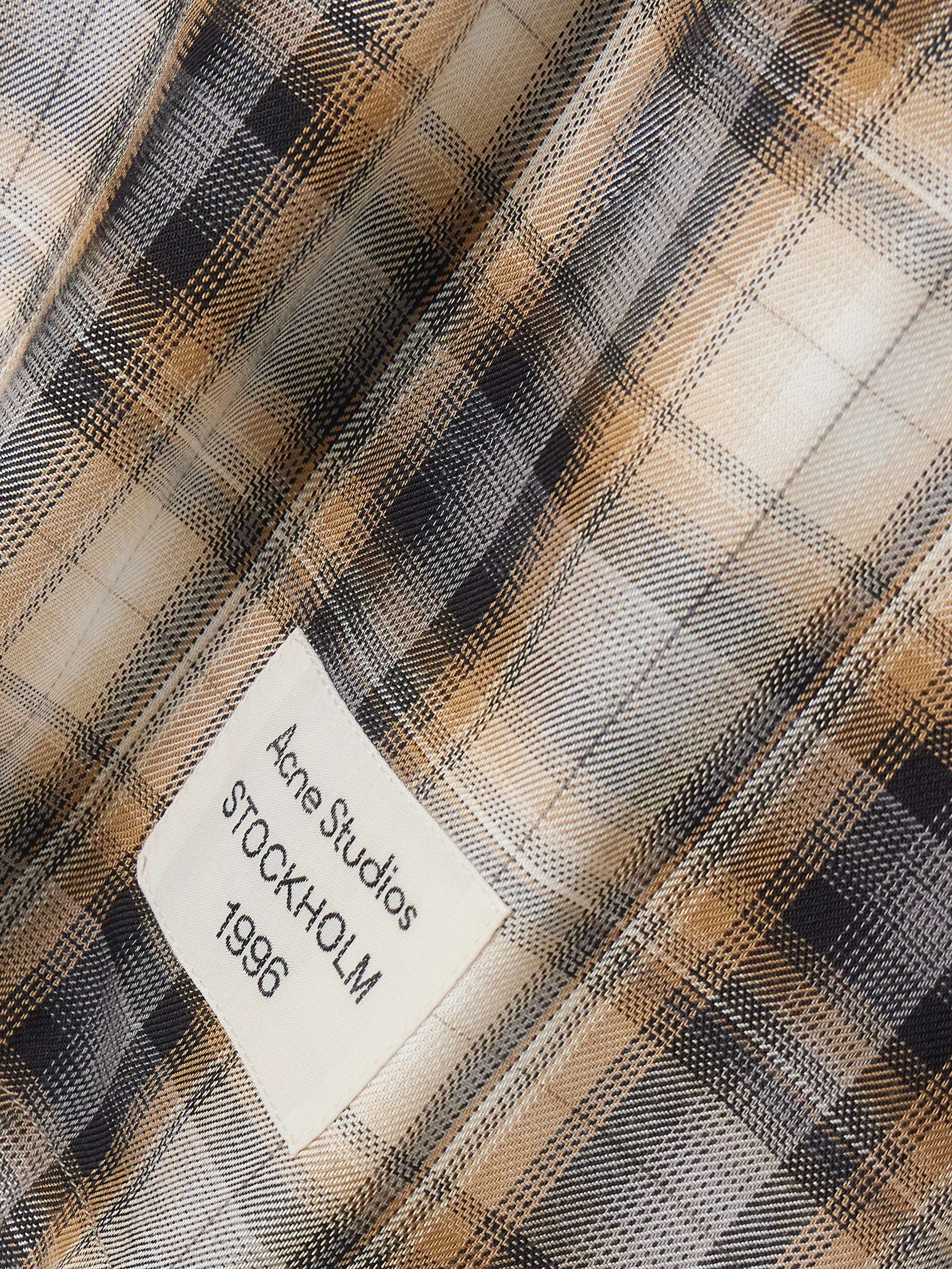 Hooded appliquéd checked woven shirt view
