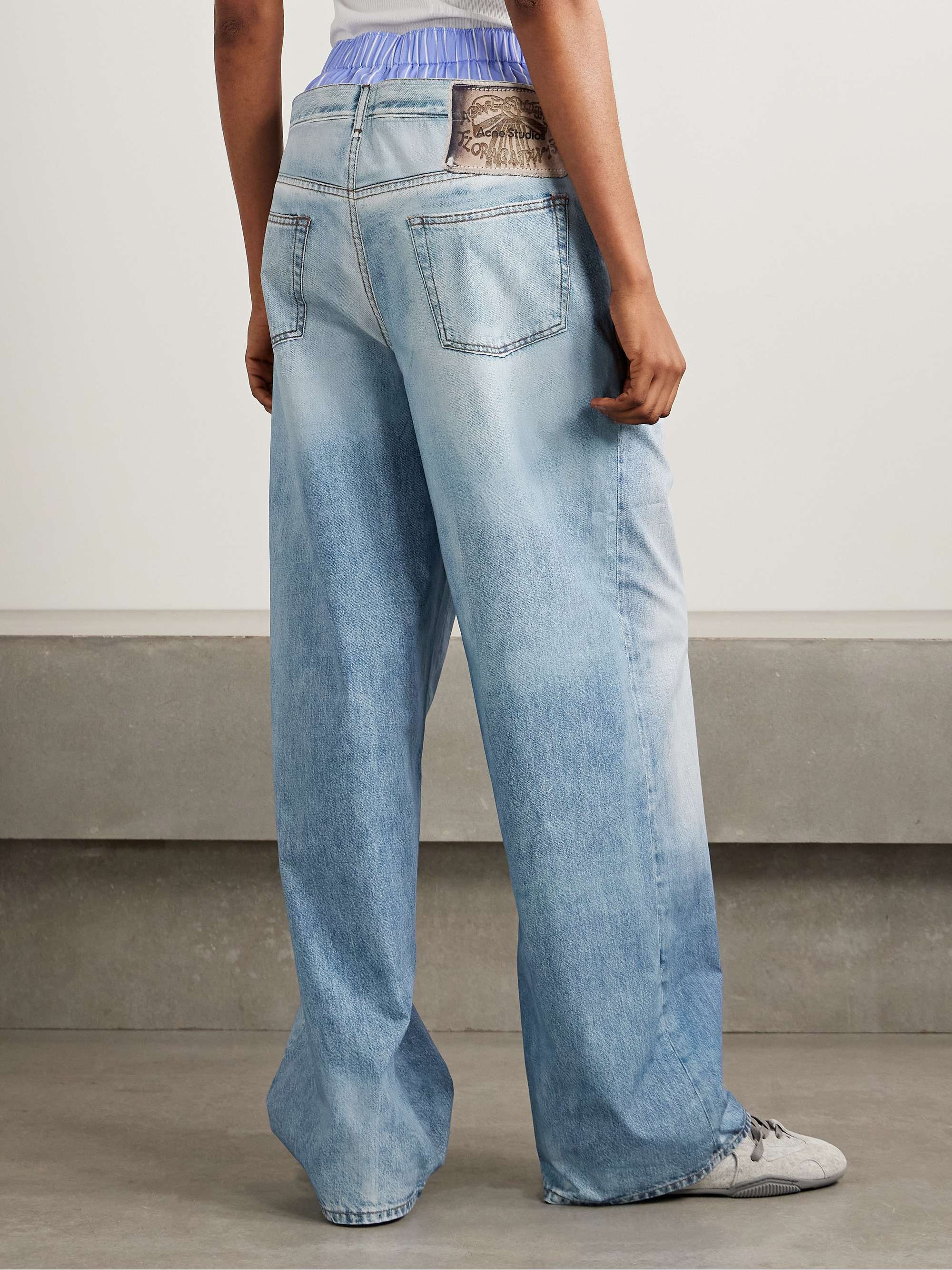 Trompe l'oeil printed cotton-poplin wide-leg pants view