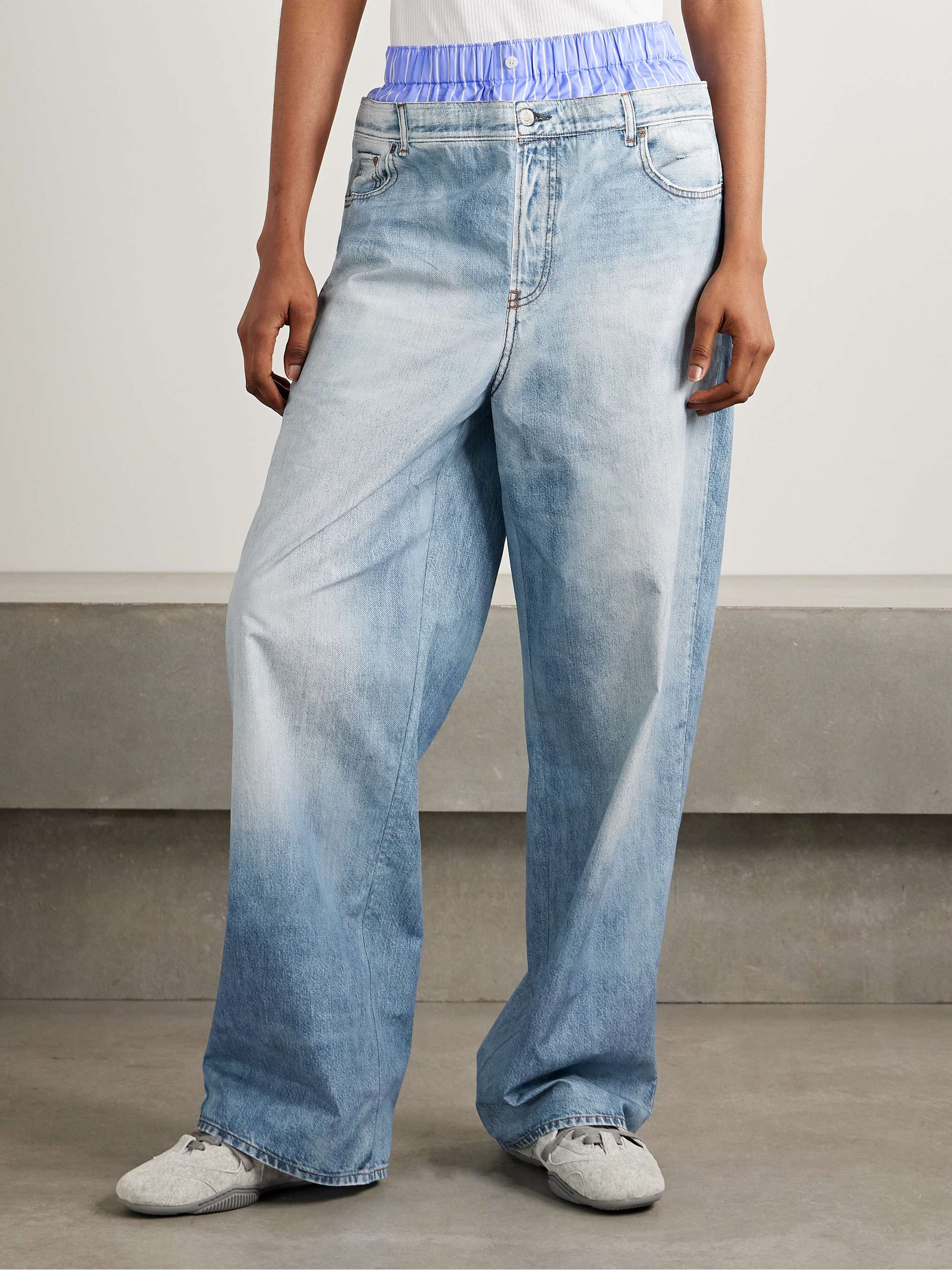 Trompe l'oeil printed cotton-poplin wide-leg pants view
