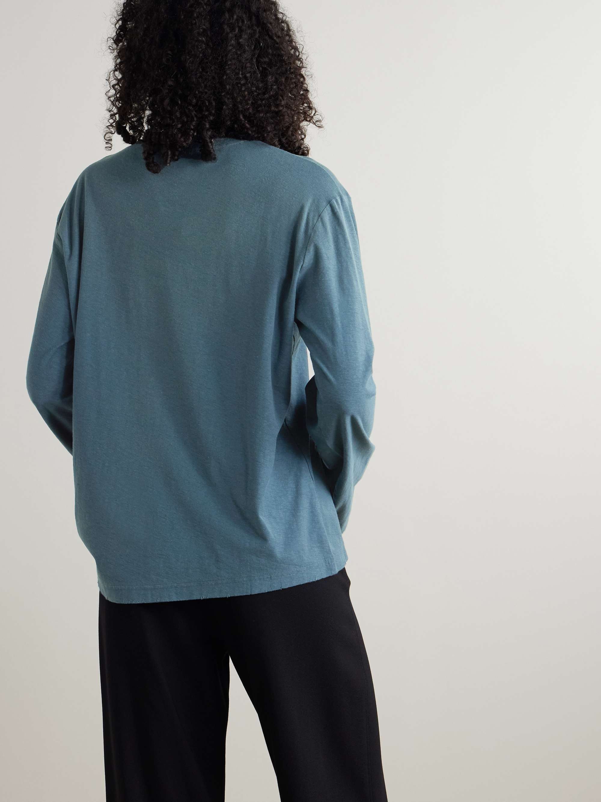 Printed organic cotton and hemp-blend jersey T-shirt view