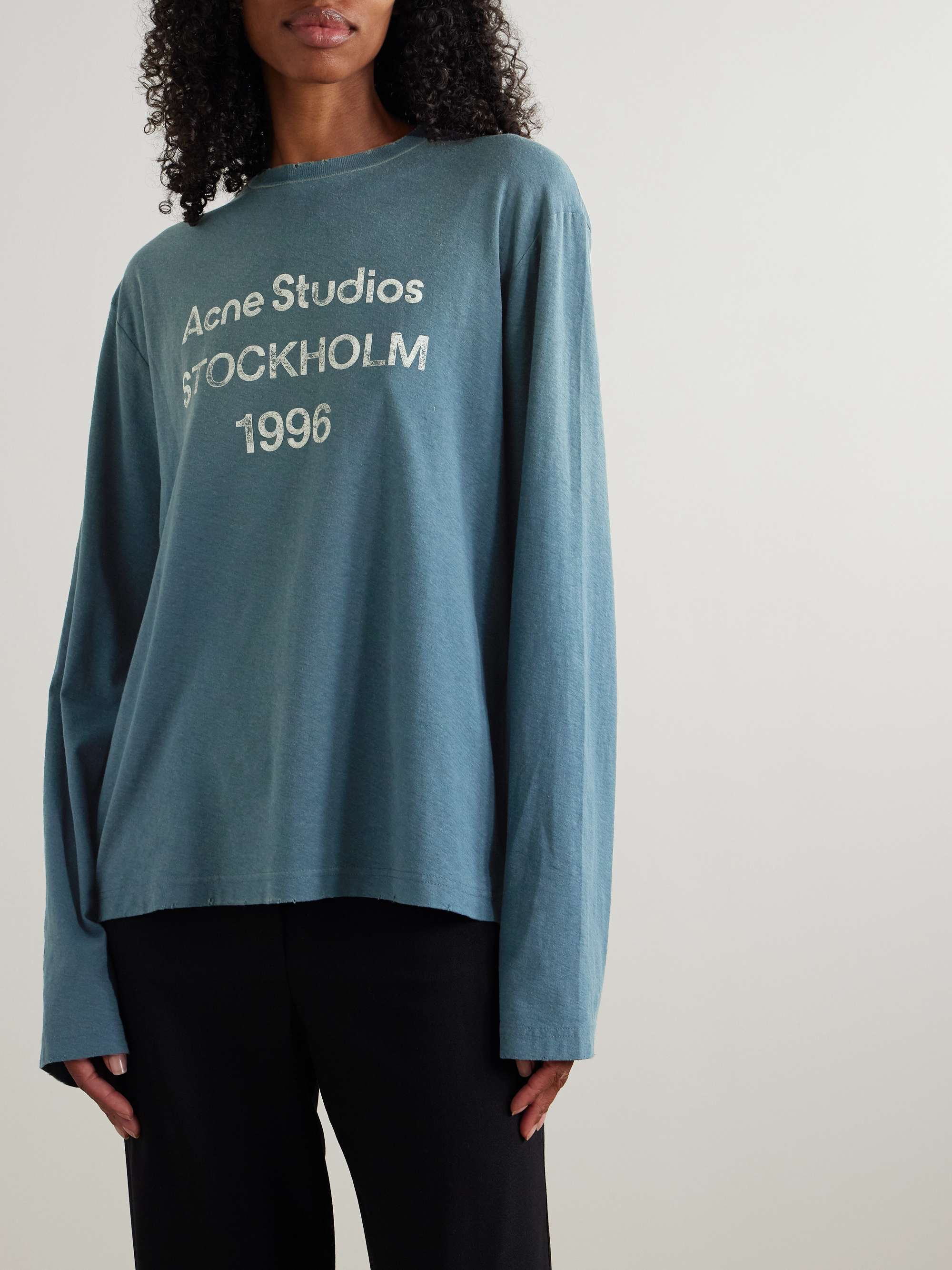 Printed organic cotton and hemp-blend jersey T-shirt view