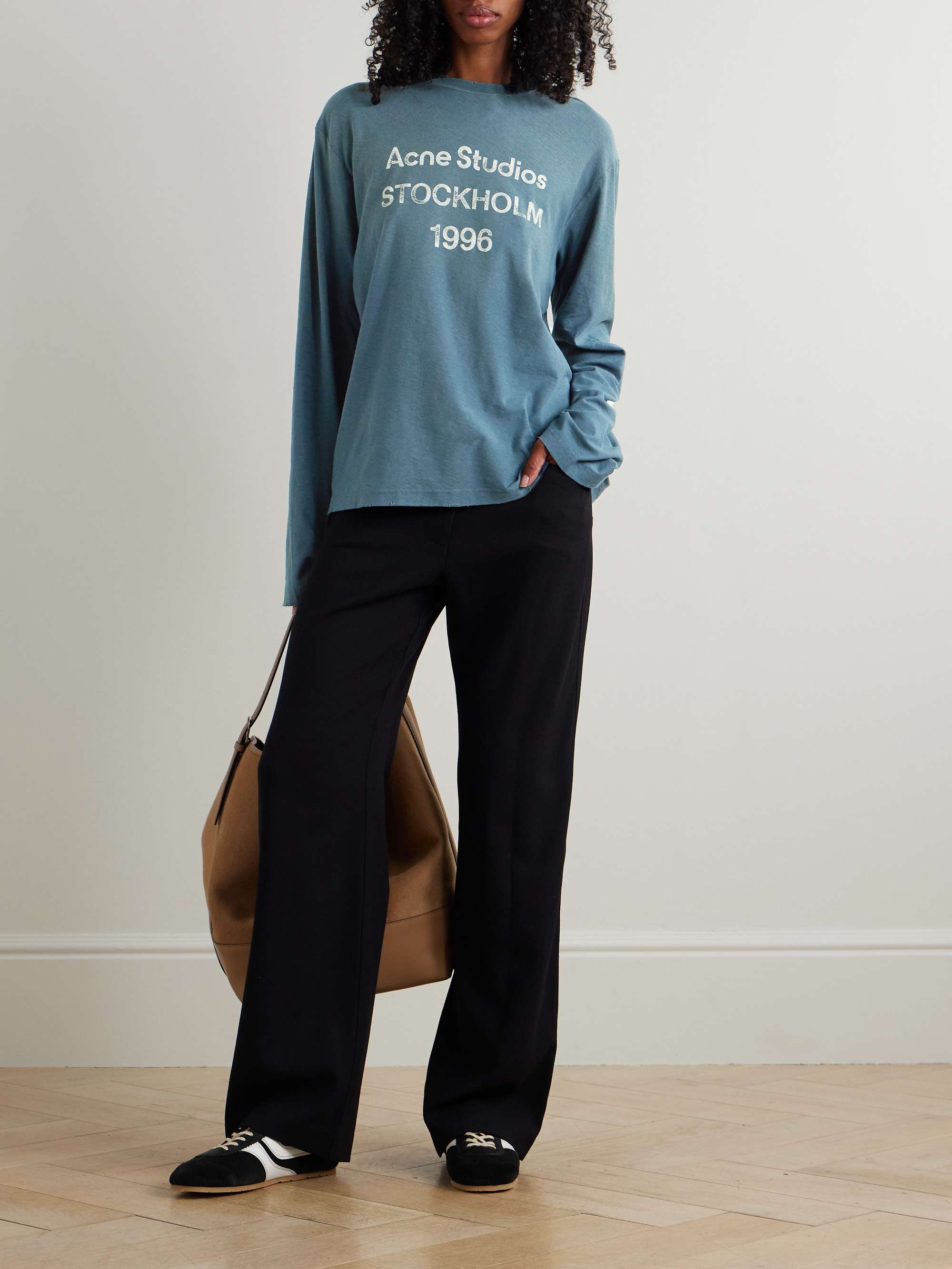 Printed organic cotton and hemp-blend jersey T-shirt view