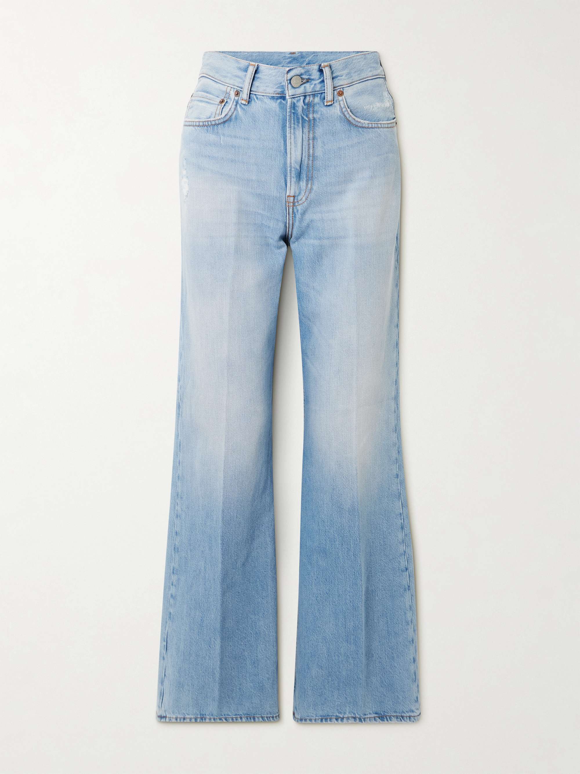 Distressed high-rise wide-leg organic jeans view