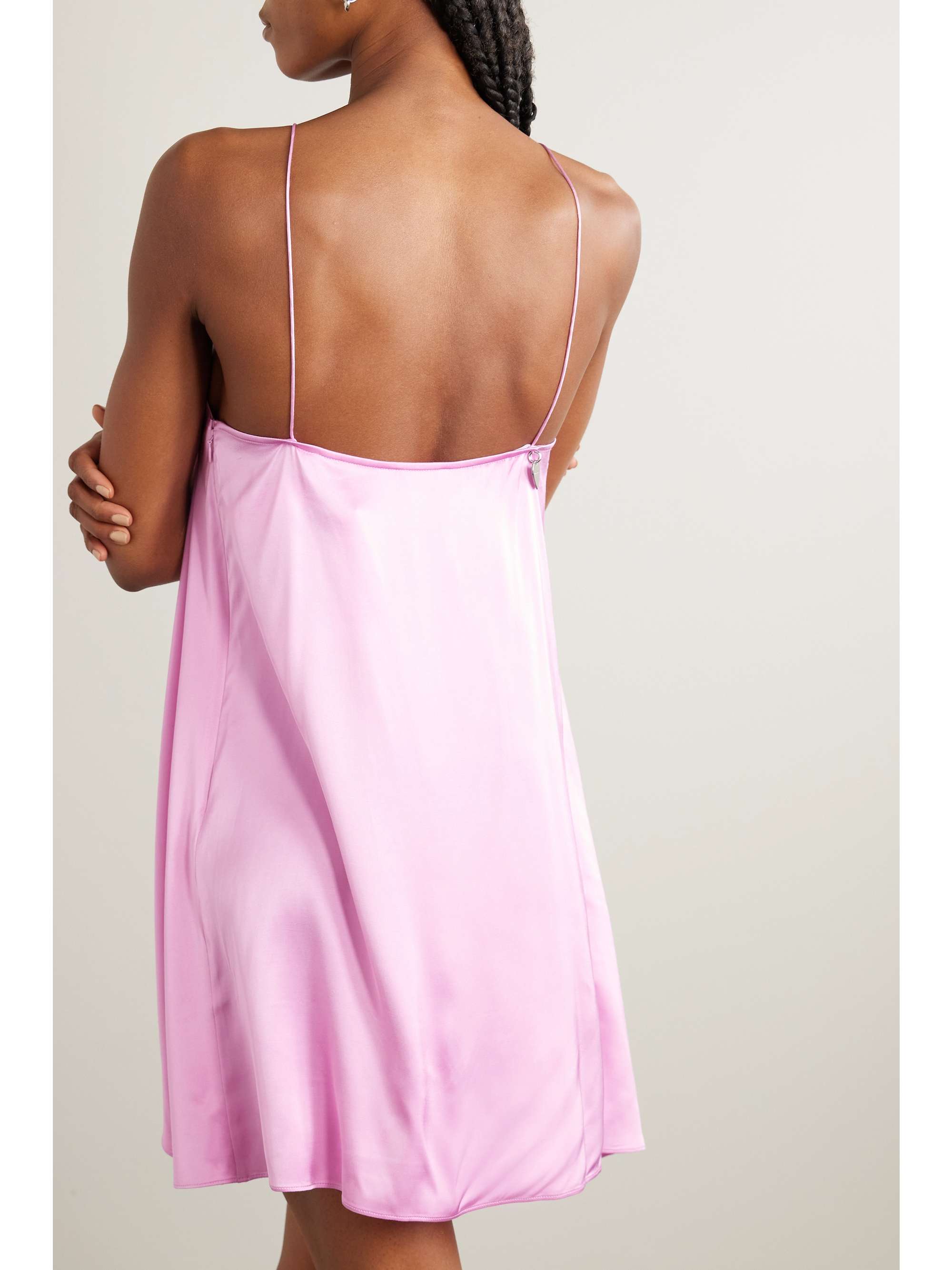 Gathered draped stretch-satin mini dress view