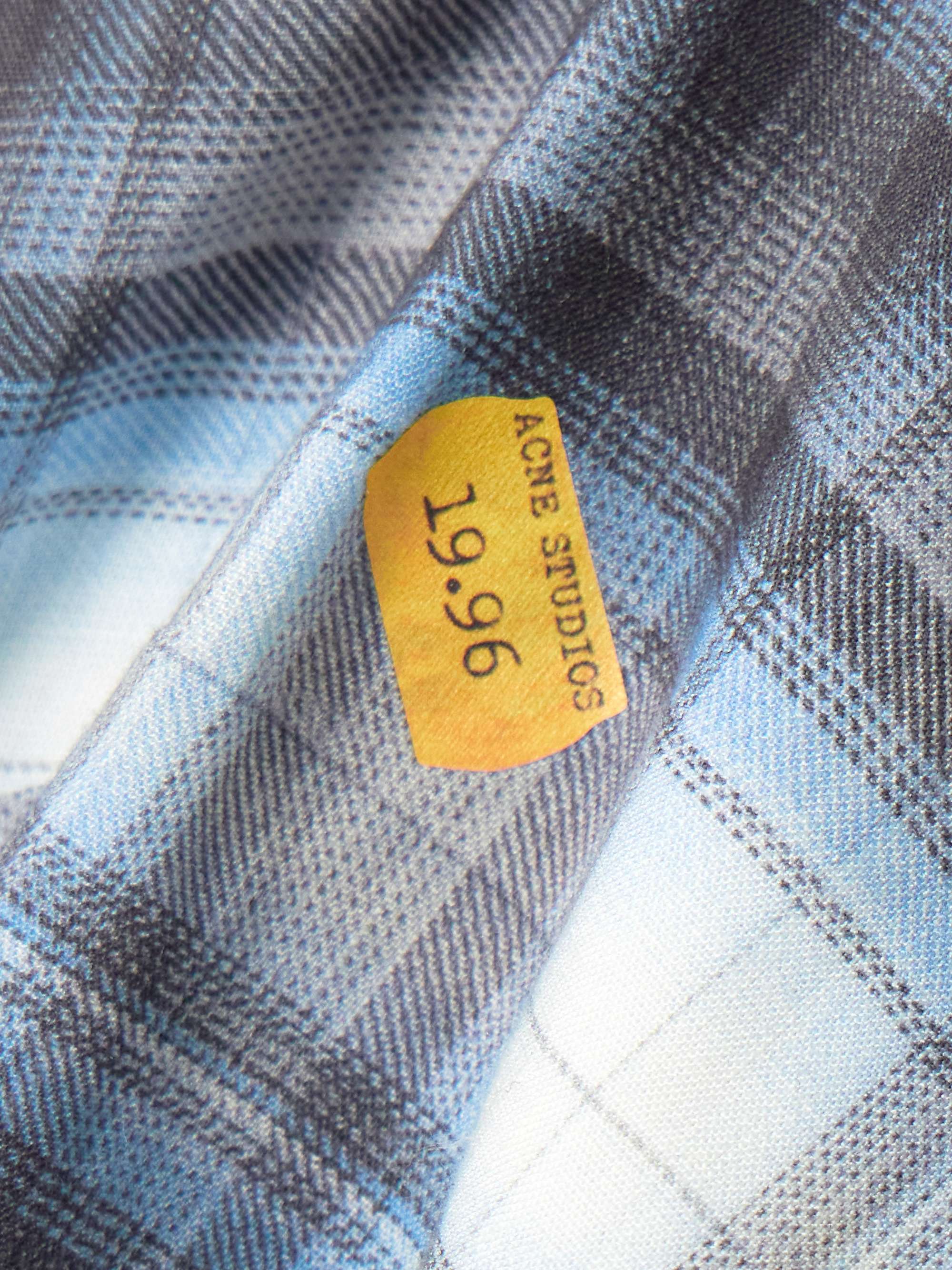 Gathered checked linen-blend mini dress view