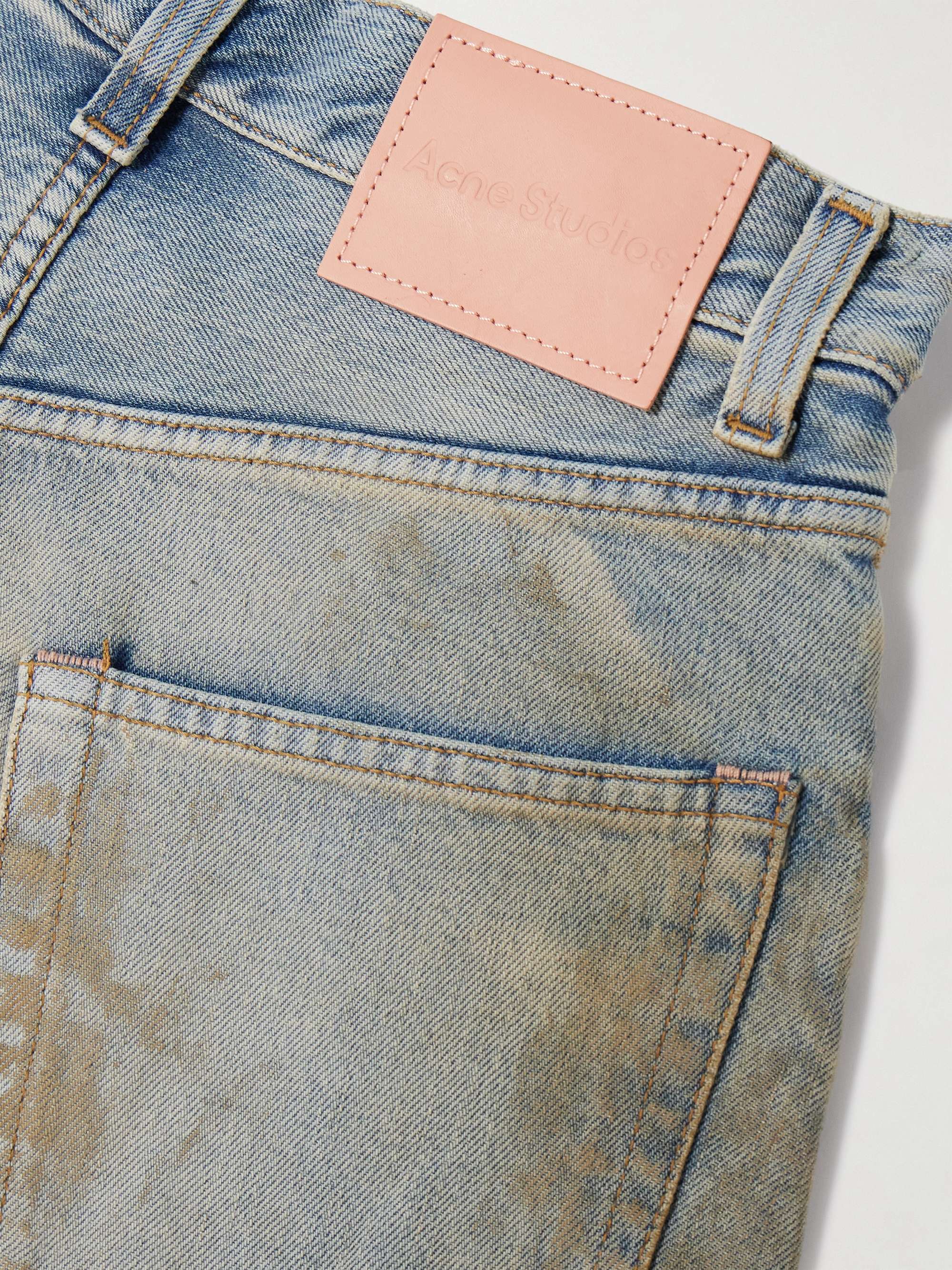 Distressed organic mid-rise wide-leg jeans view