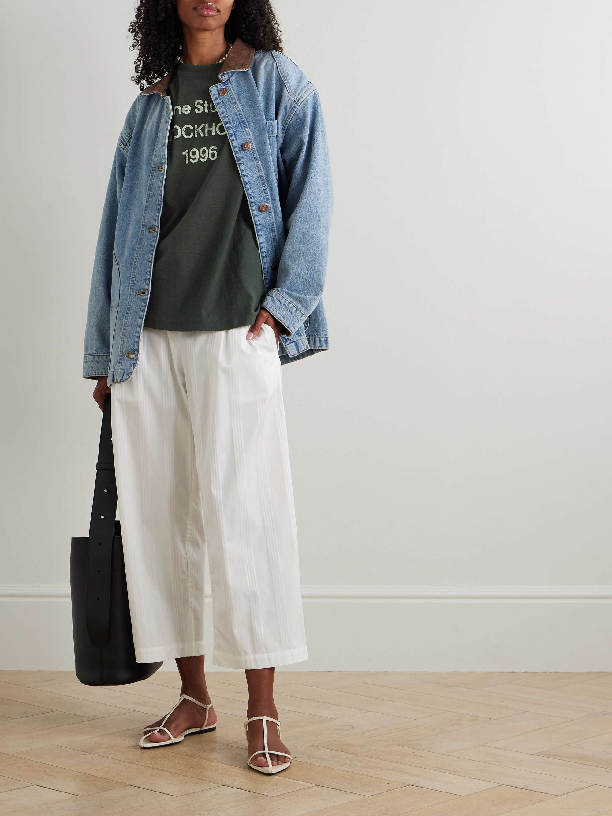 Printed distressed organic cotton-jersey T-shirt view