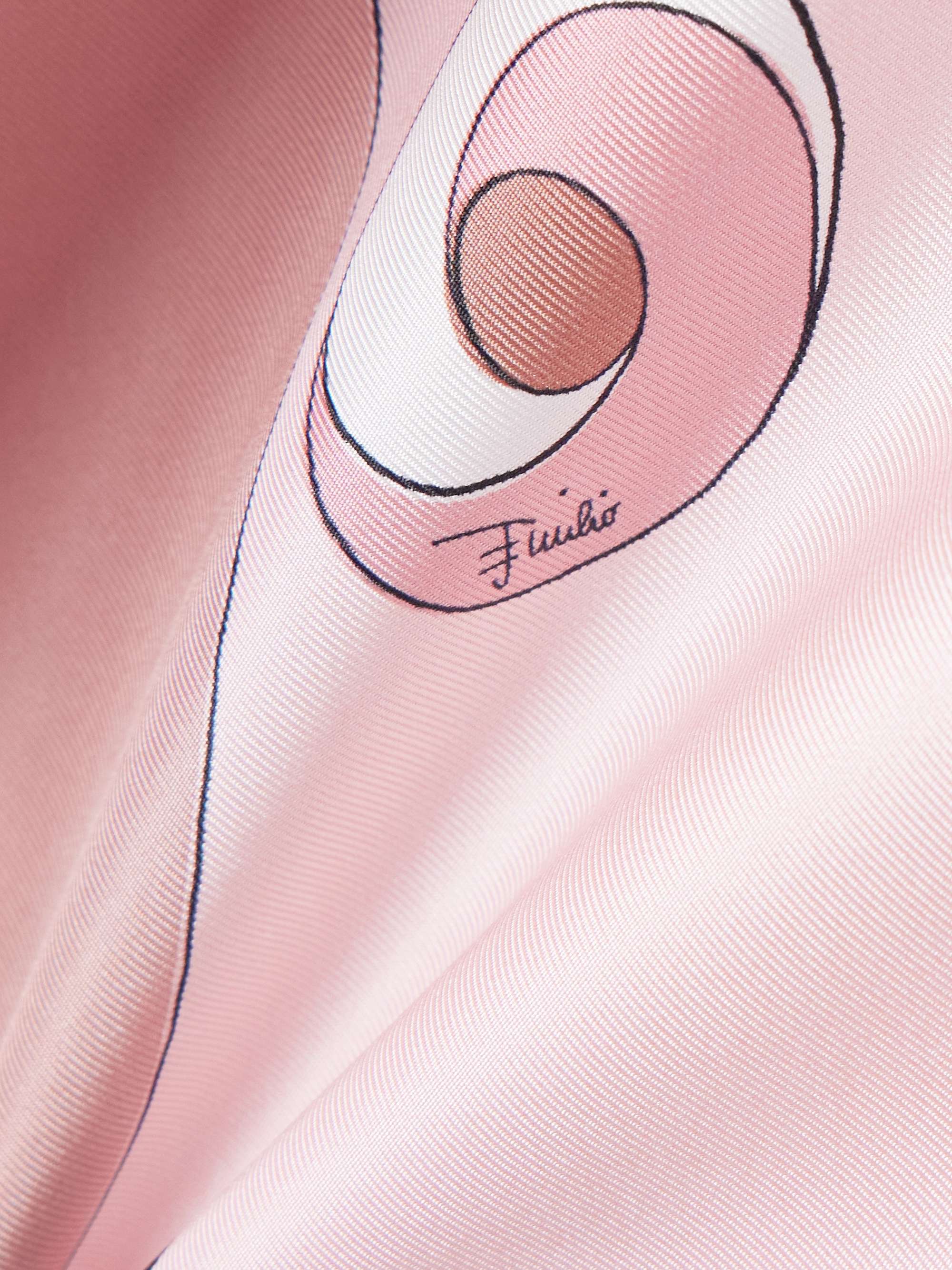 Asymmetric printed silk-twill top view