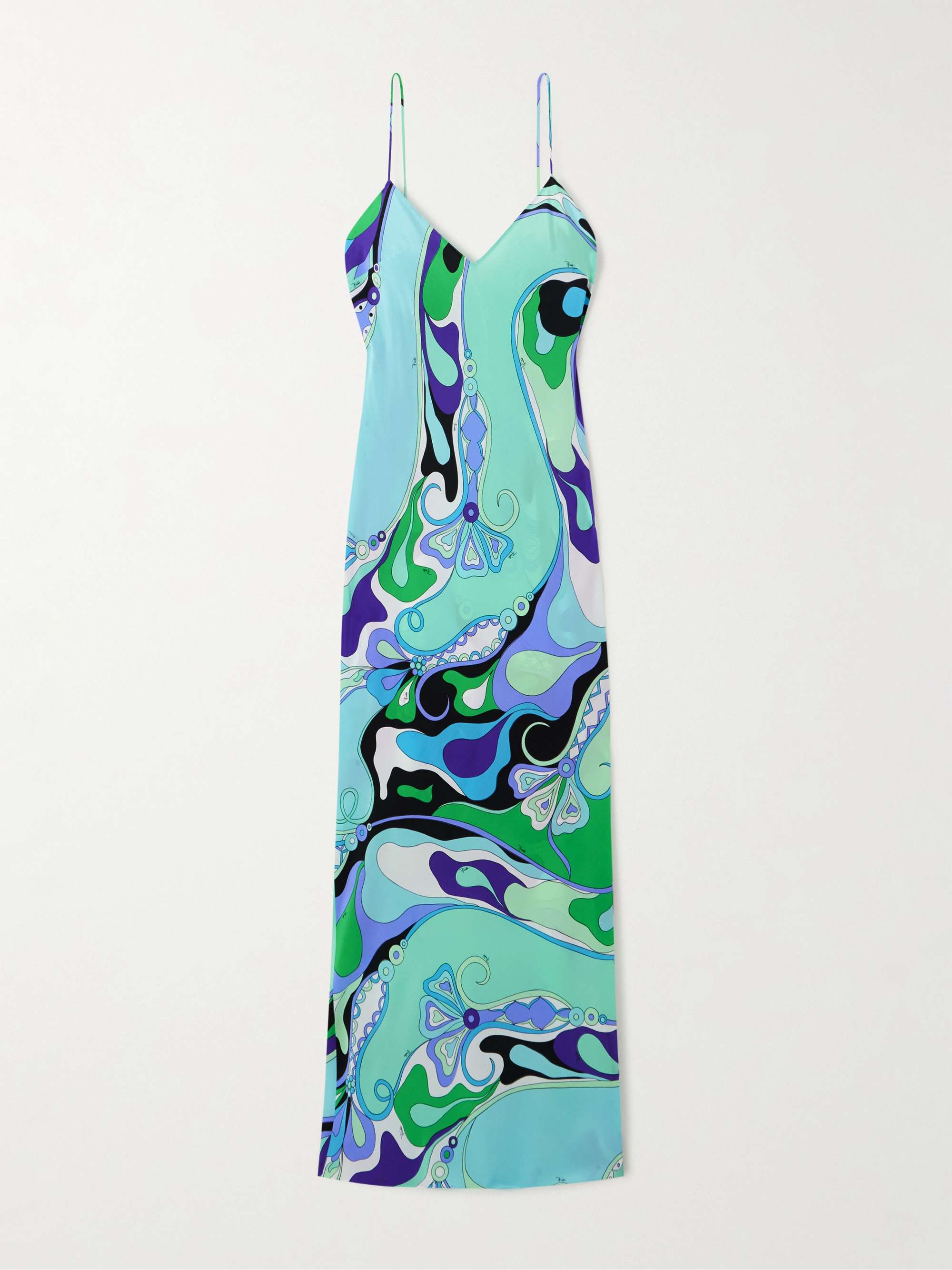 Printed silk crepe de chine maxi dress view