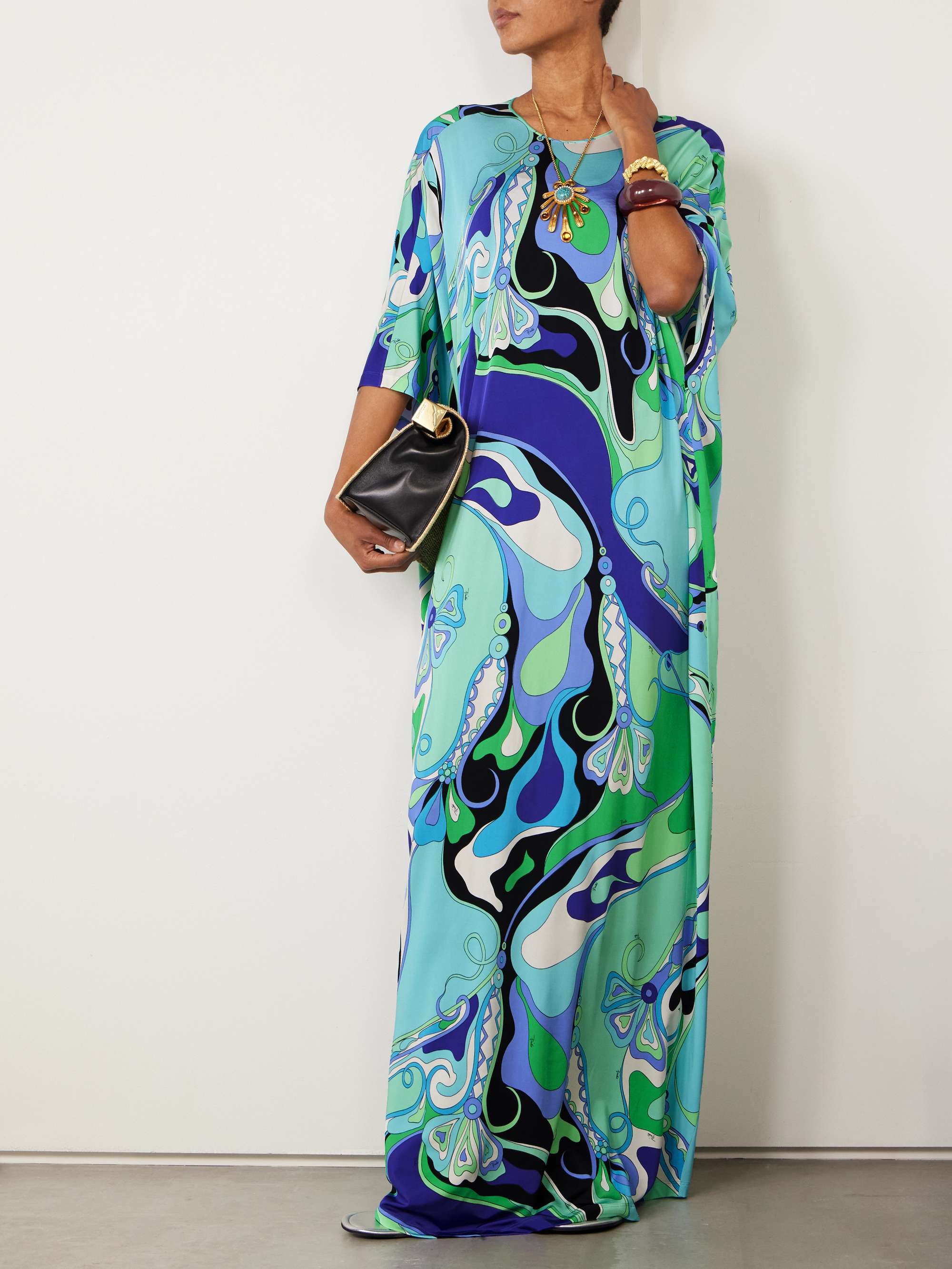 Printed jersey kaftan view