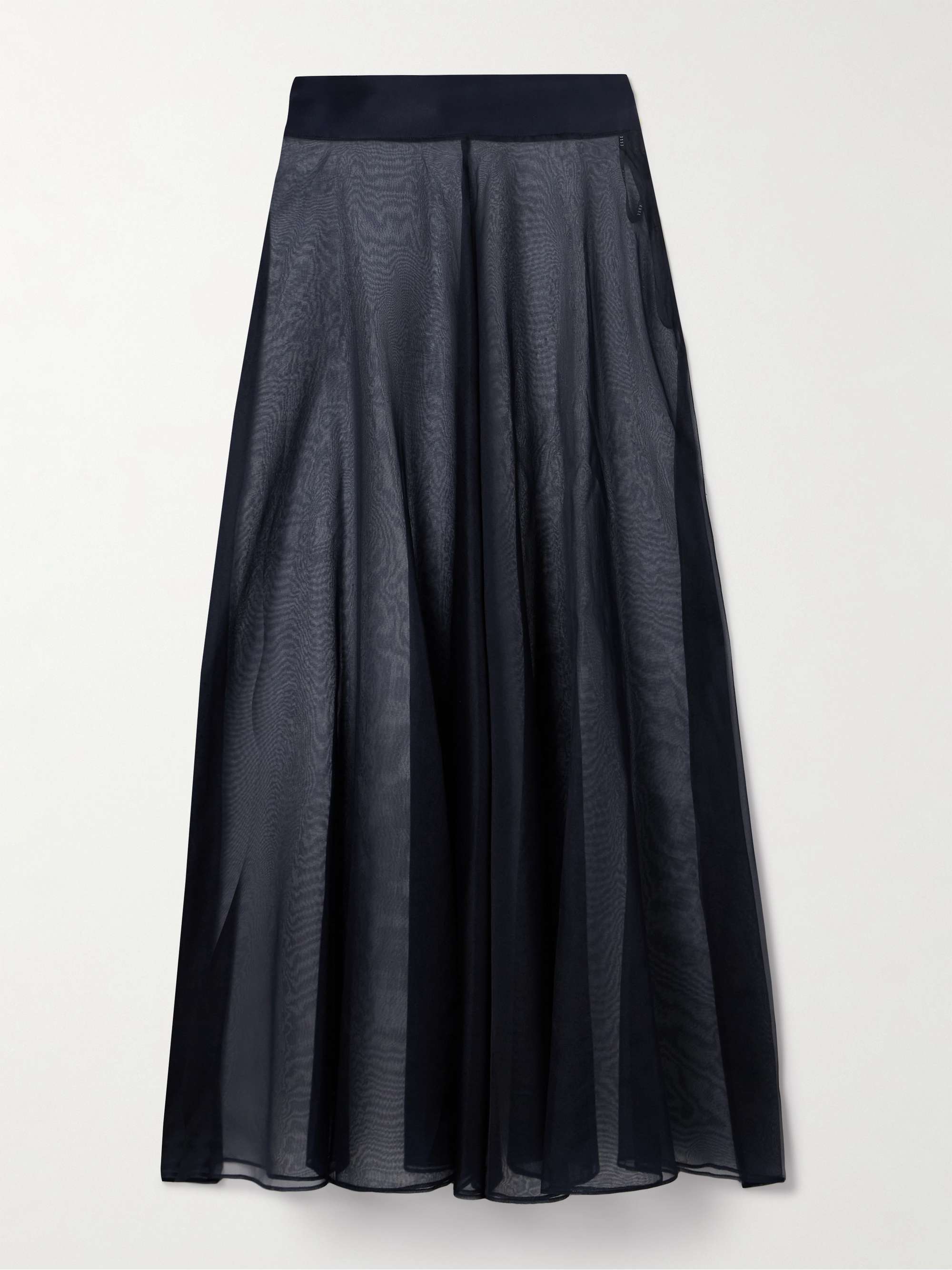 Aire satin-trimmed silk-organza maxi skirt view