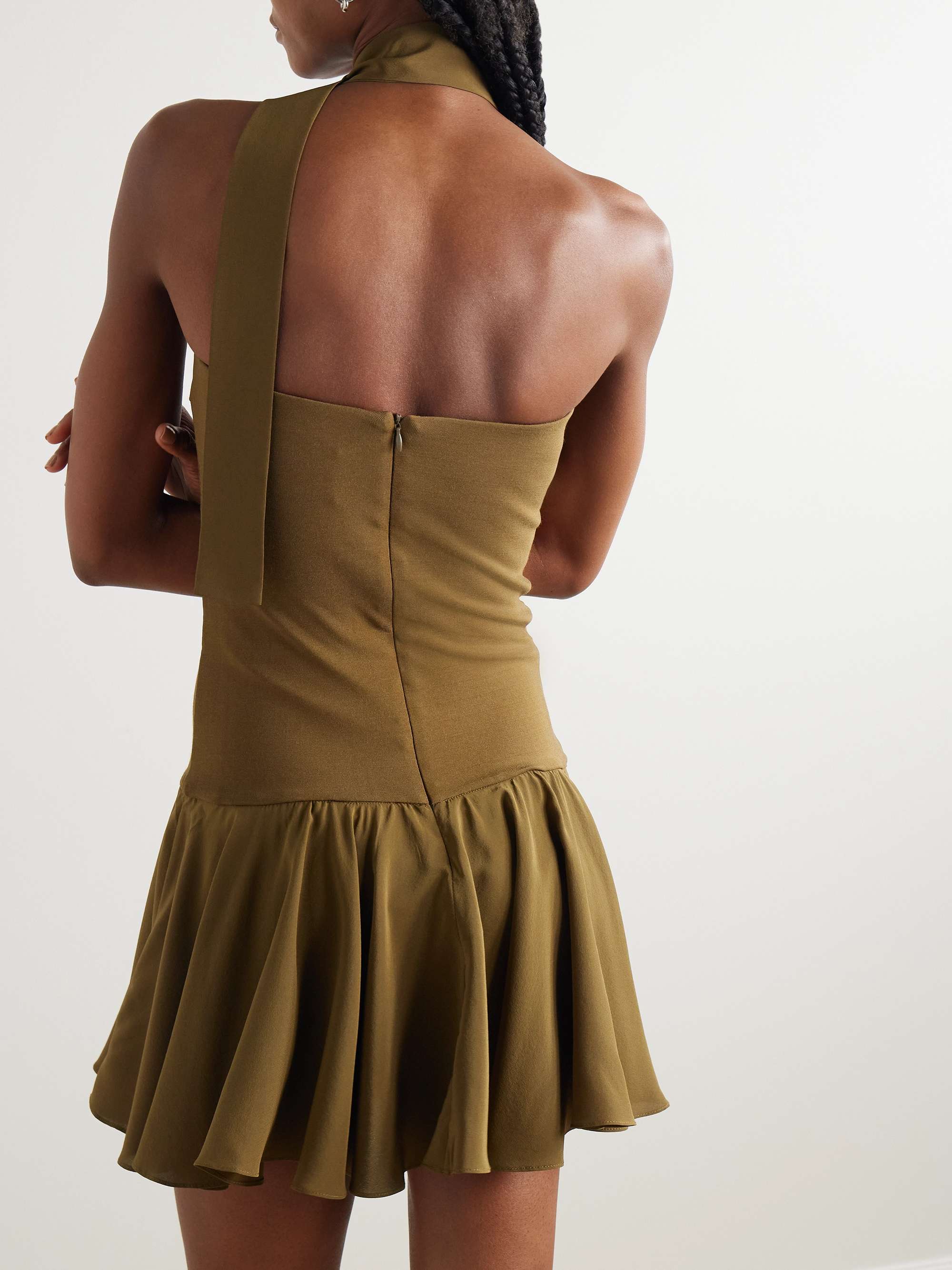 Illi scarf-detailed strapless stretch-knit and silk crepe de chine mini dress view