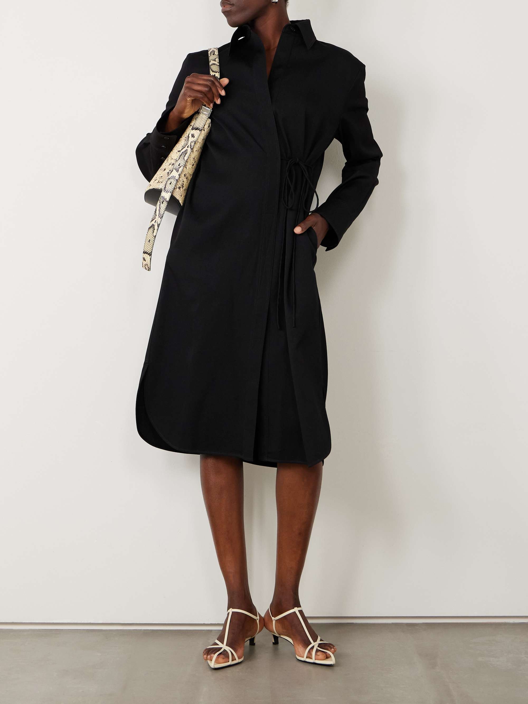 Wool-gabardine midi shirt dress view