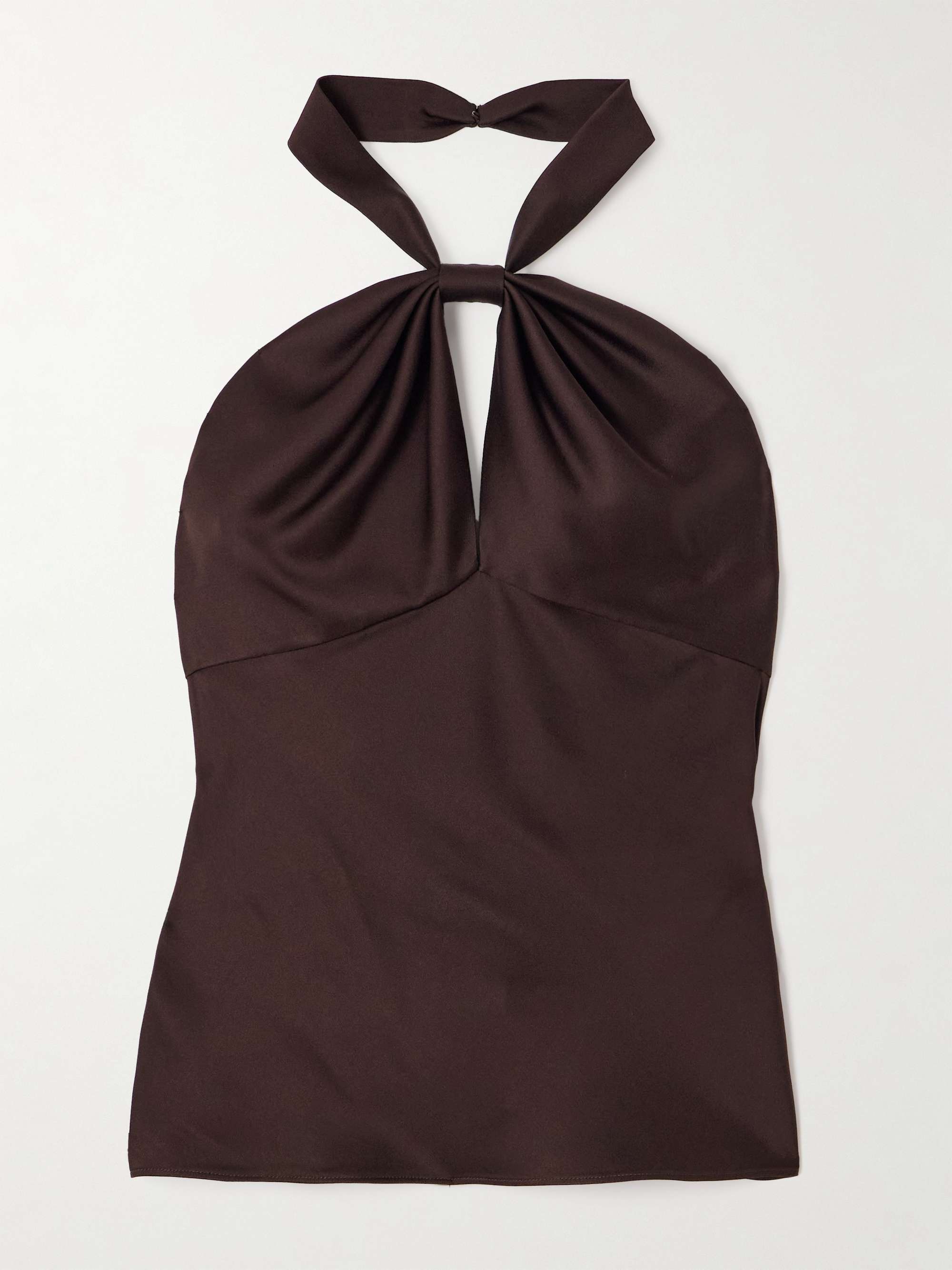 Cutout satin-crepe halterneck top view