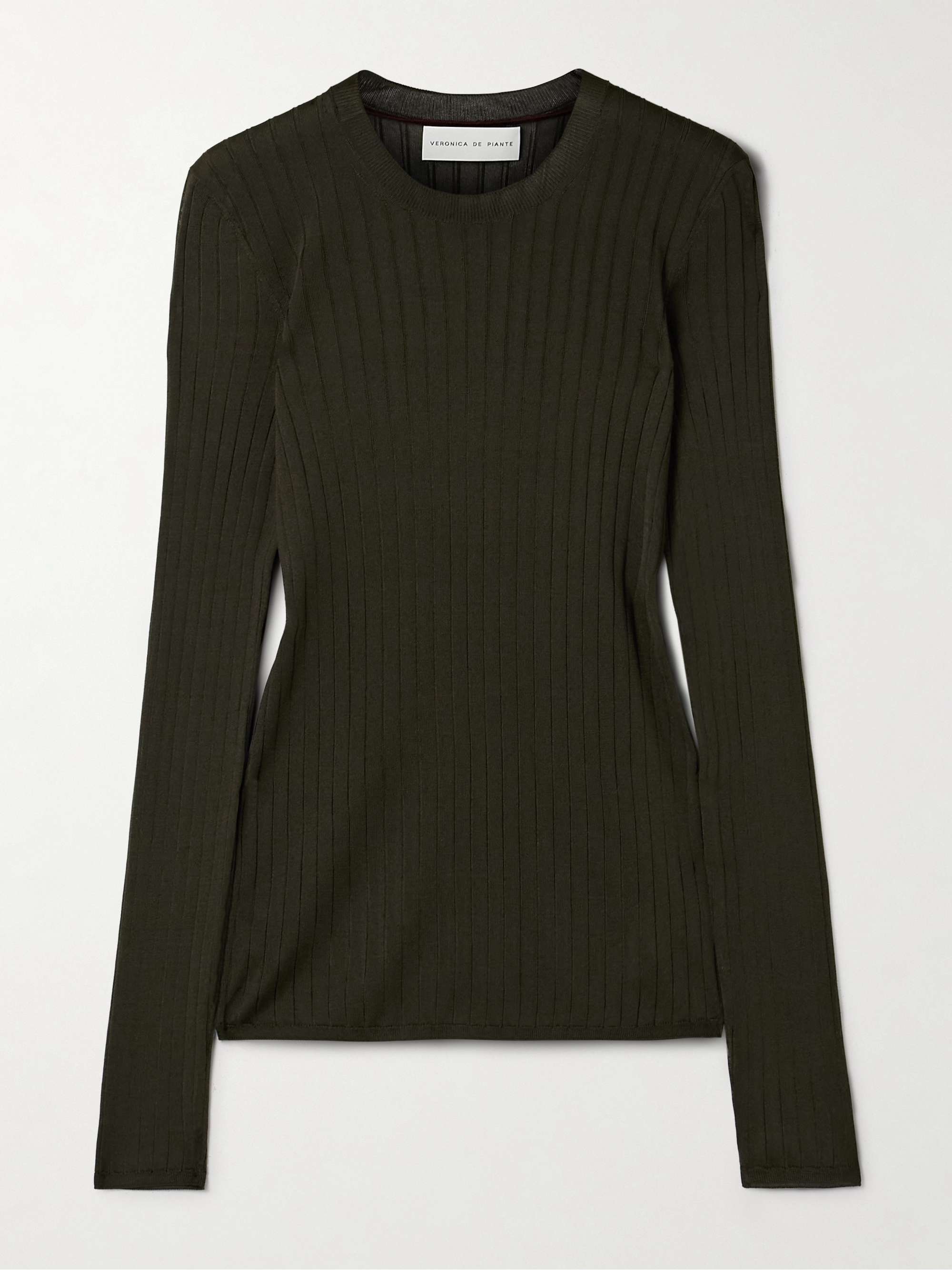 Elena ribbed silk-crepe sweater view