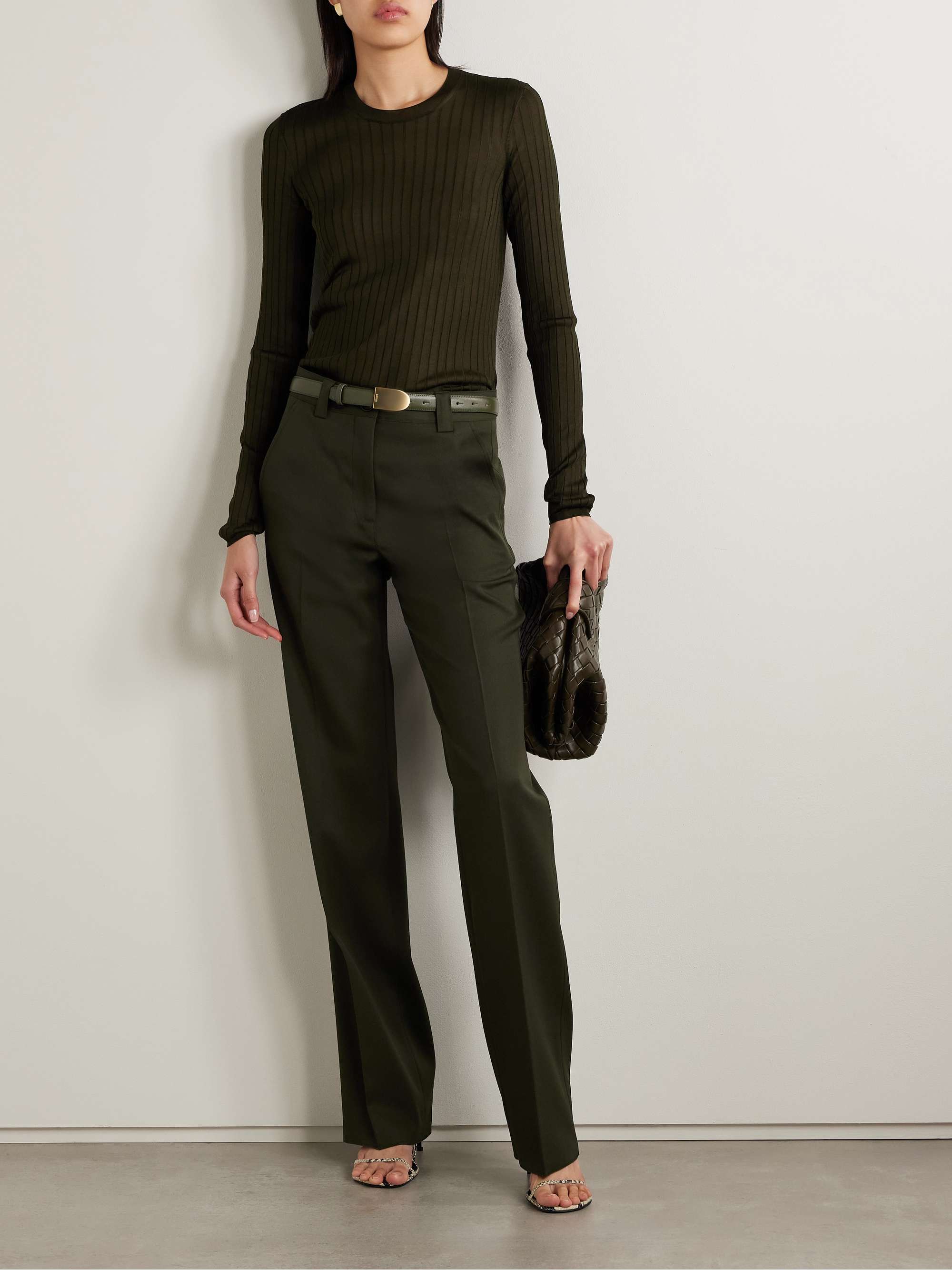 Elena ribbed silk-crepe sweater view