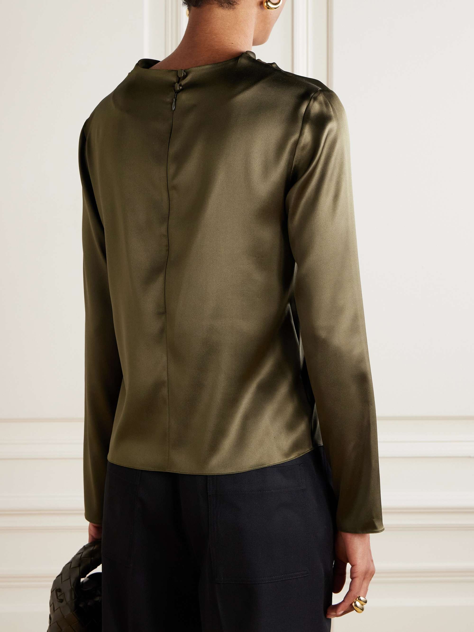 Cecilia draped stretch-silk satin top view