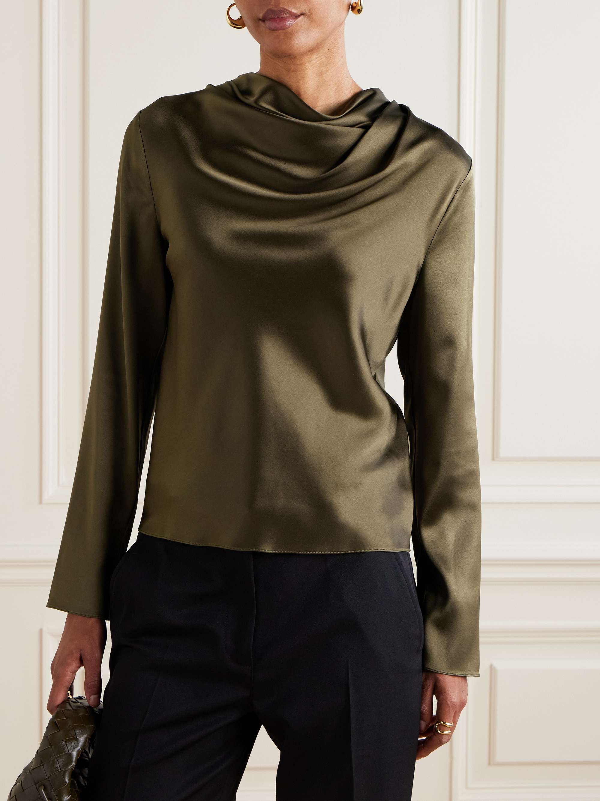 Cecilia draped stretch-silk satin top view