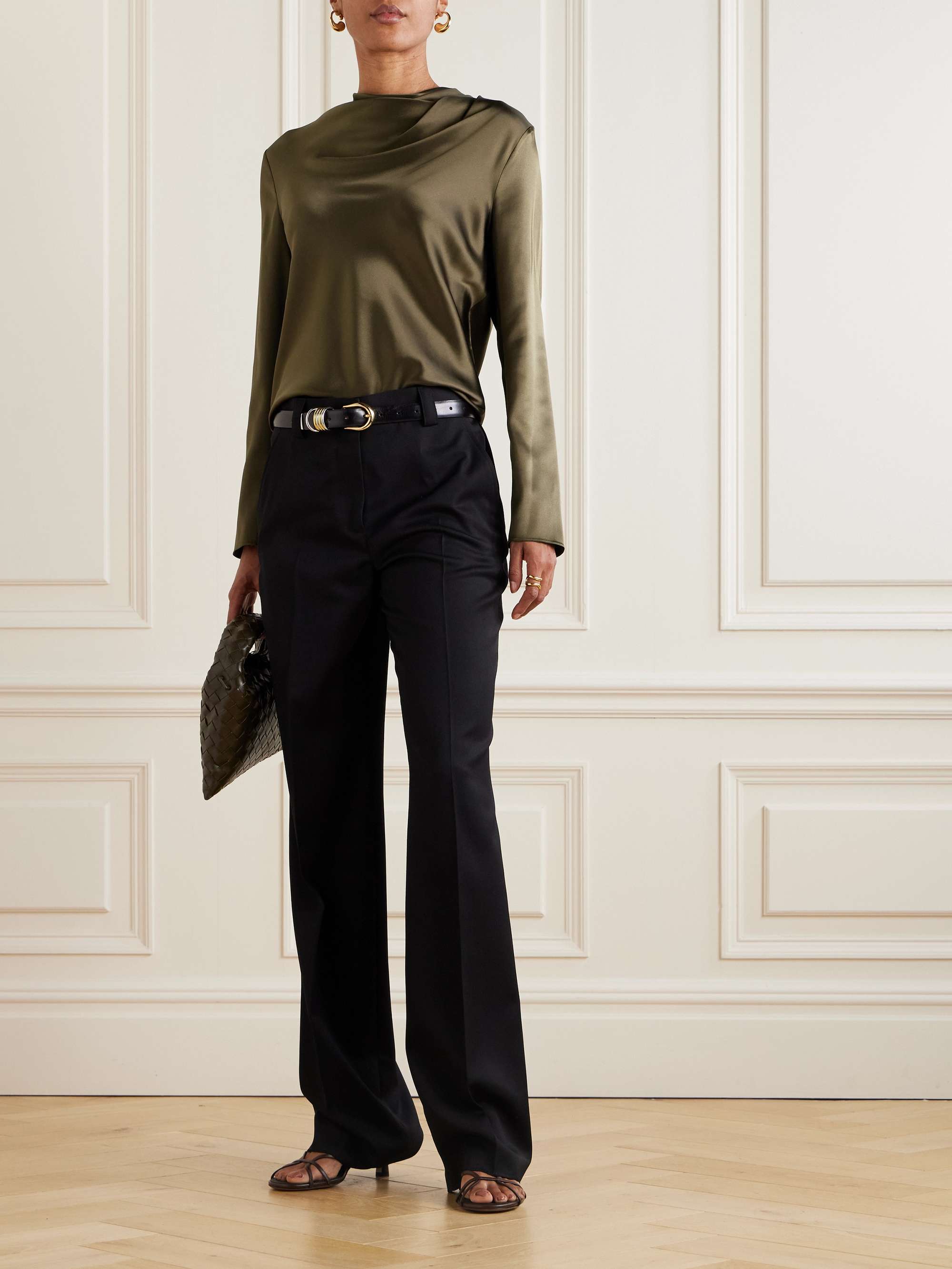 Cecilia draped stretch-silk satin top view