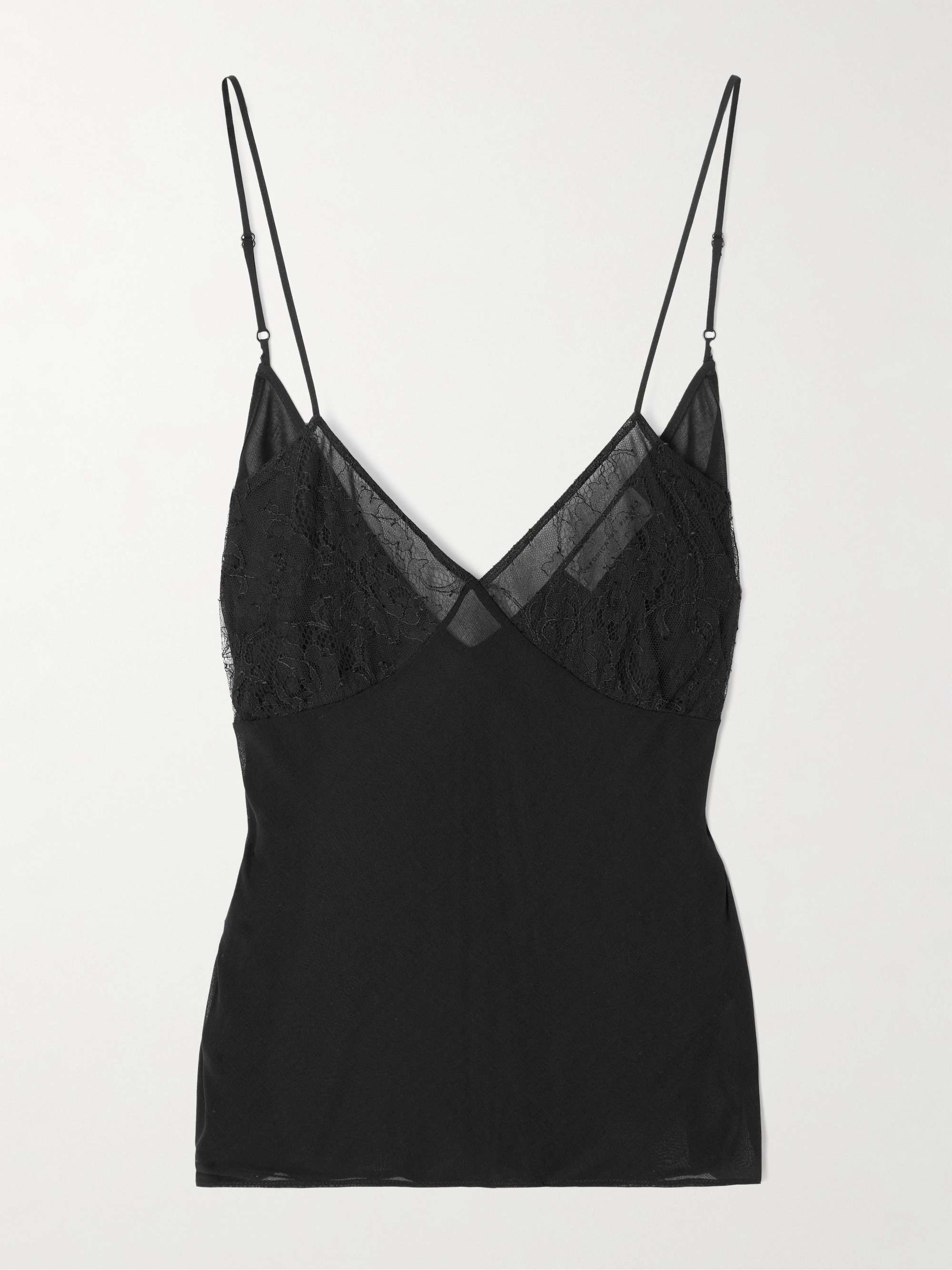 Martina Chantilly lace-trimmed wool-voile camisole view