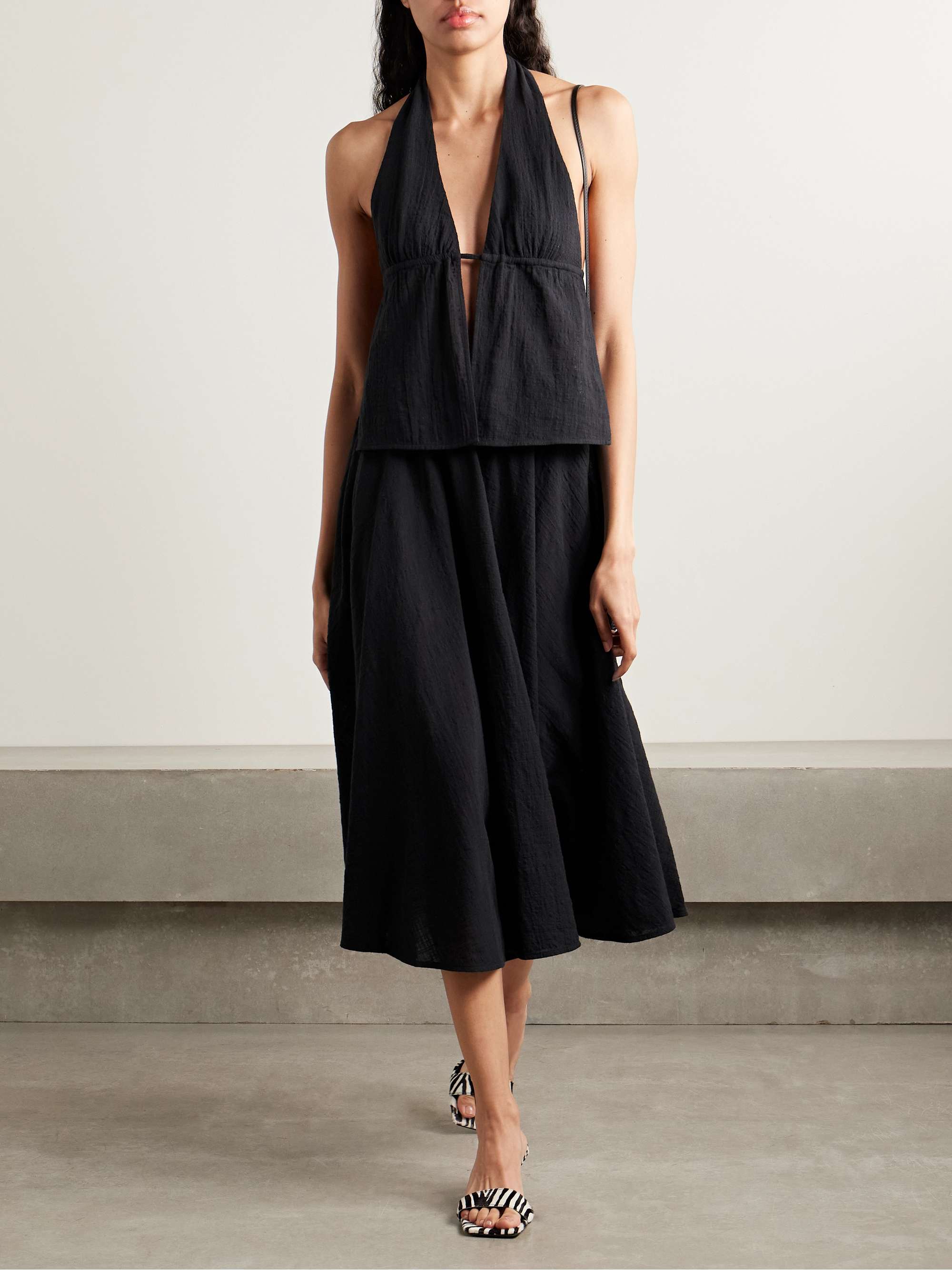 Carla cotton-gauze midi skirt view