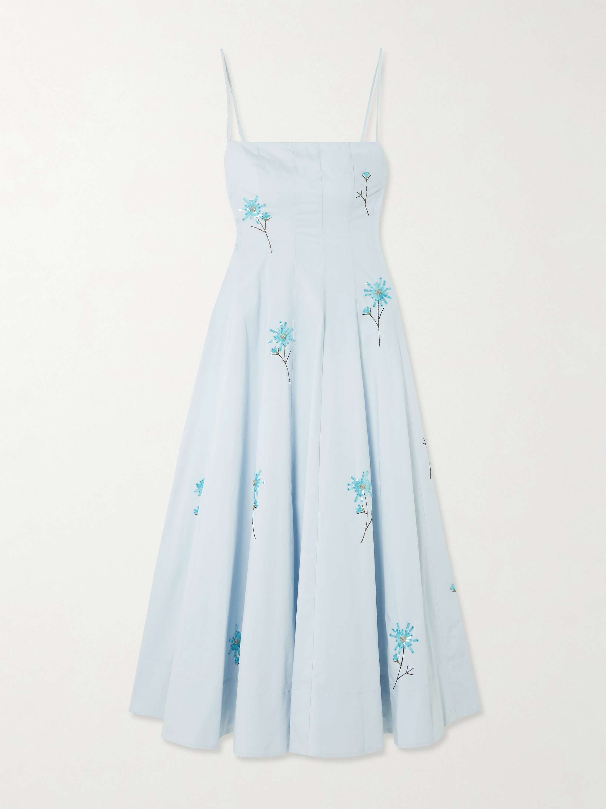 Wylie embellished embroidered cotton-blend poplin midi dress view