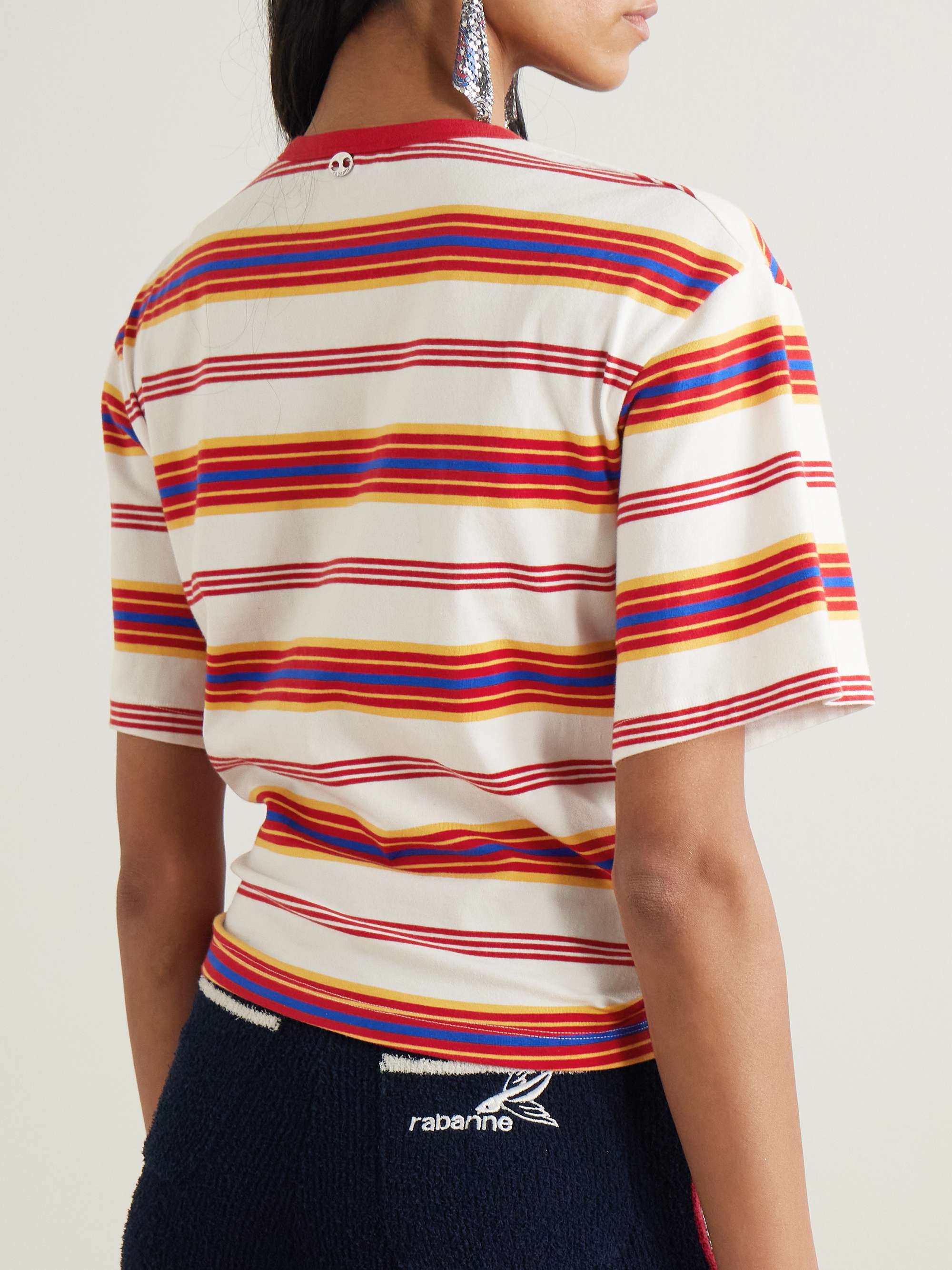 Embellished striped cotton-blend jersey T-shirt view