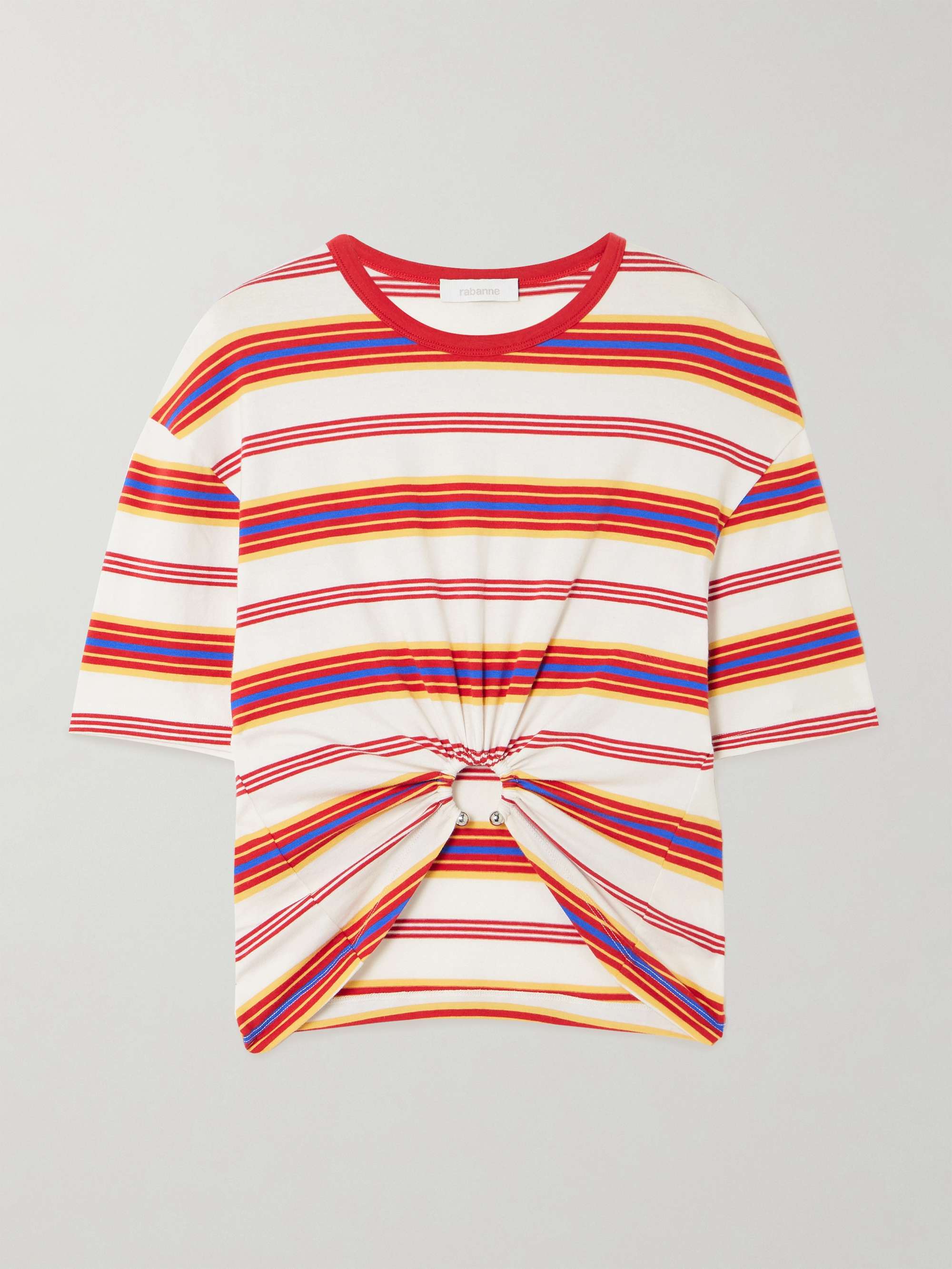 Embellished striped cotton-blend jersey T-shirt view