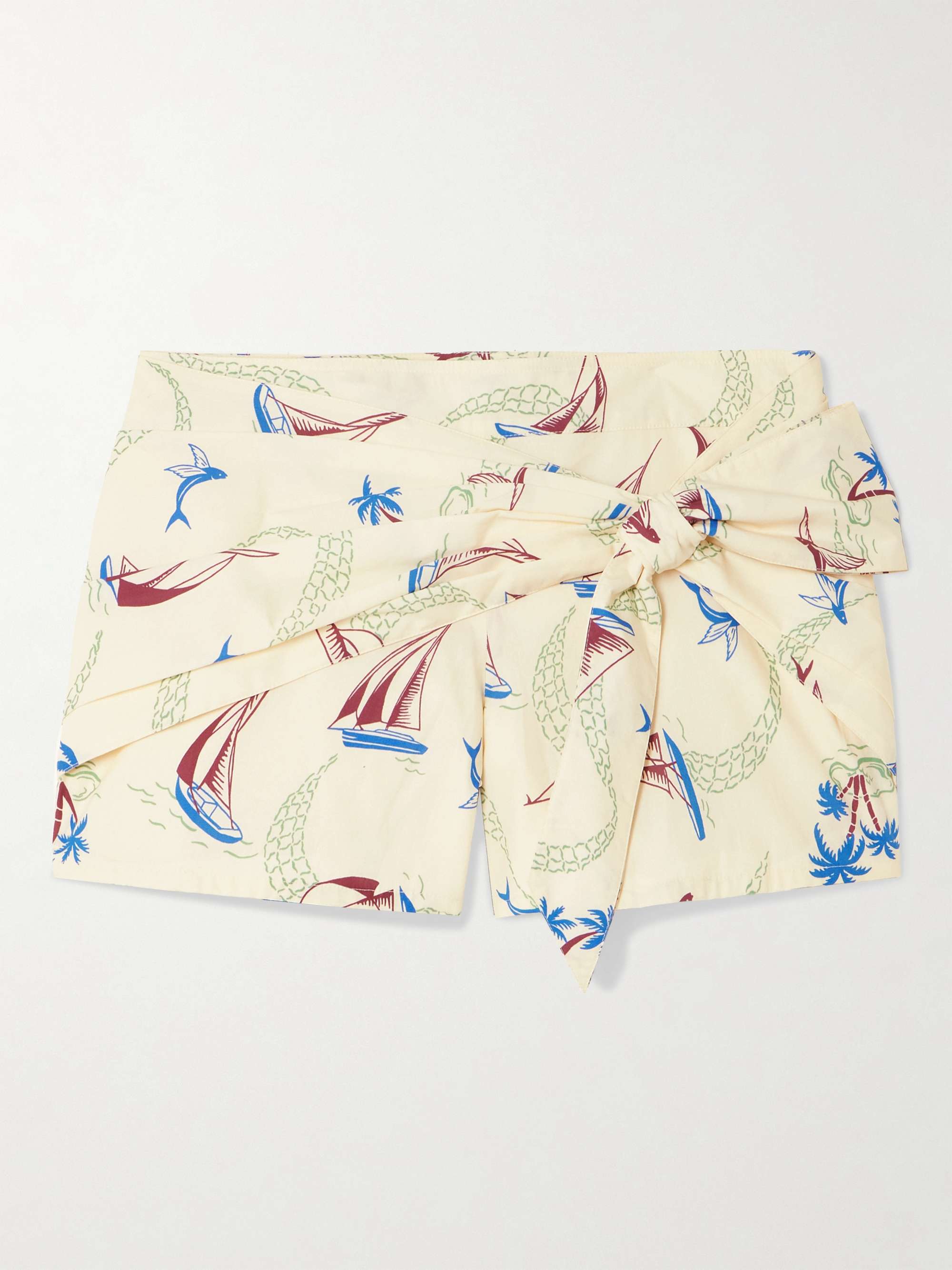 Bow-detailed printed cotton shorts view