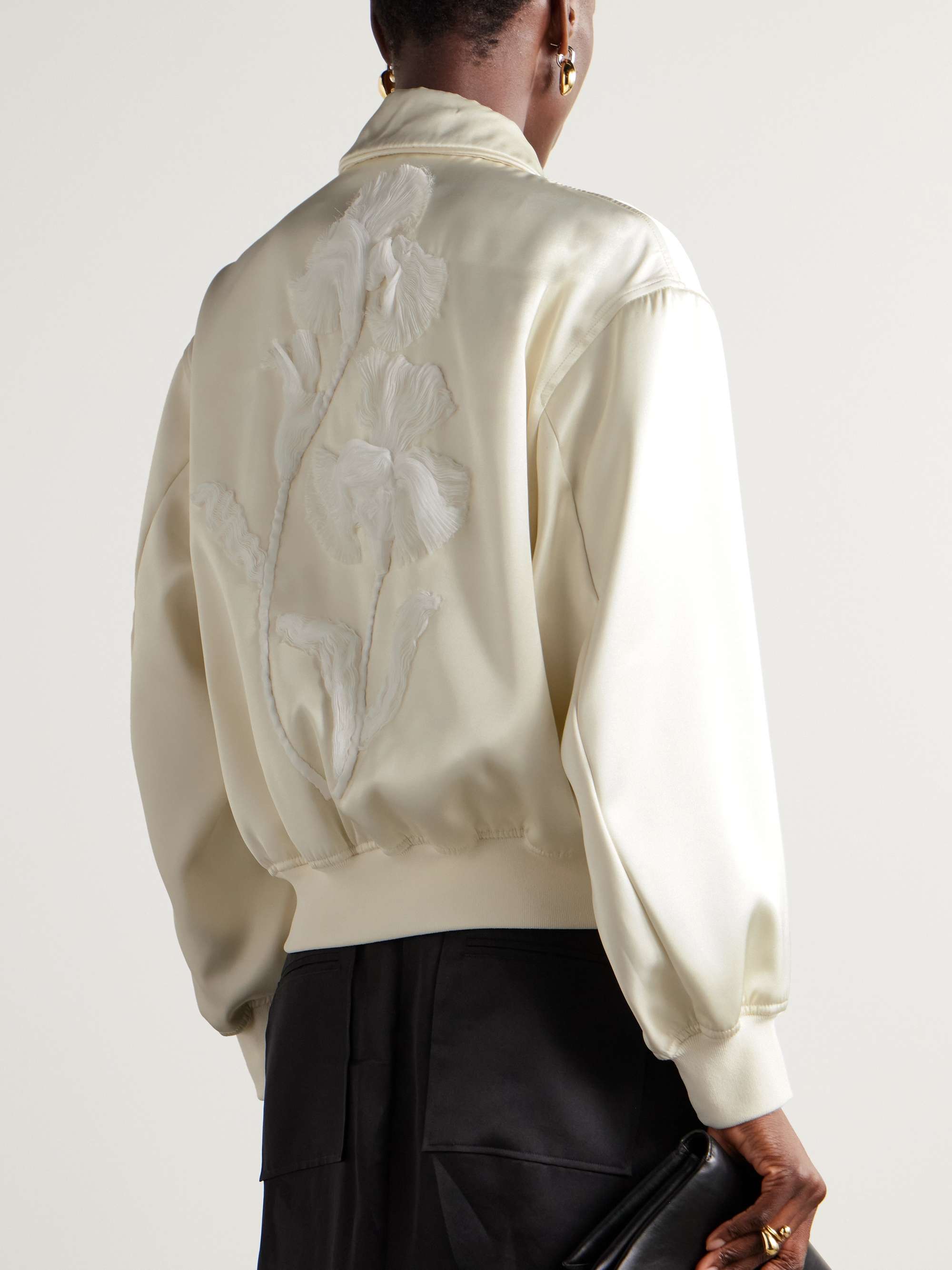 Embroidered satin-twill bomber jacket view