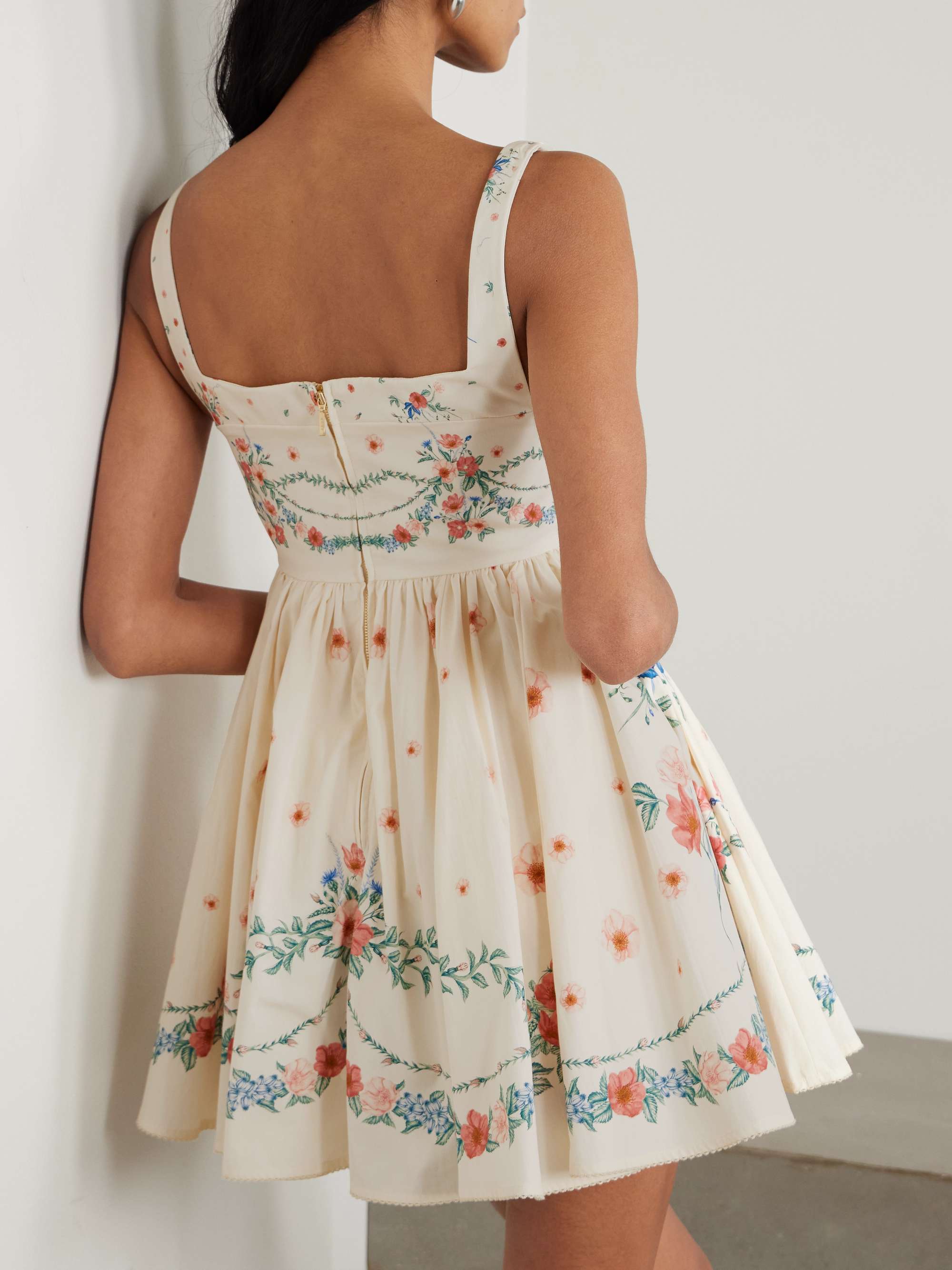 Hierbabuena Mosqueta gathered floral-print cotton-poplin mini dress view
