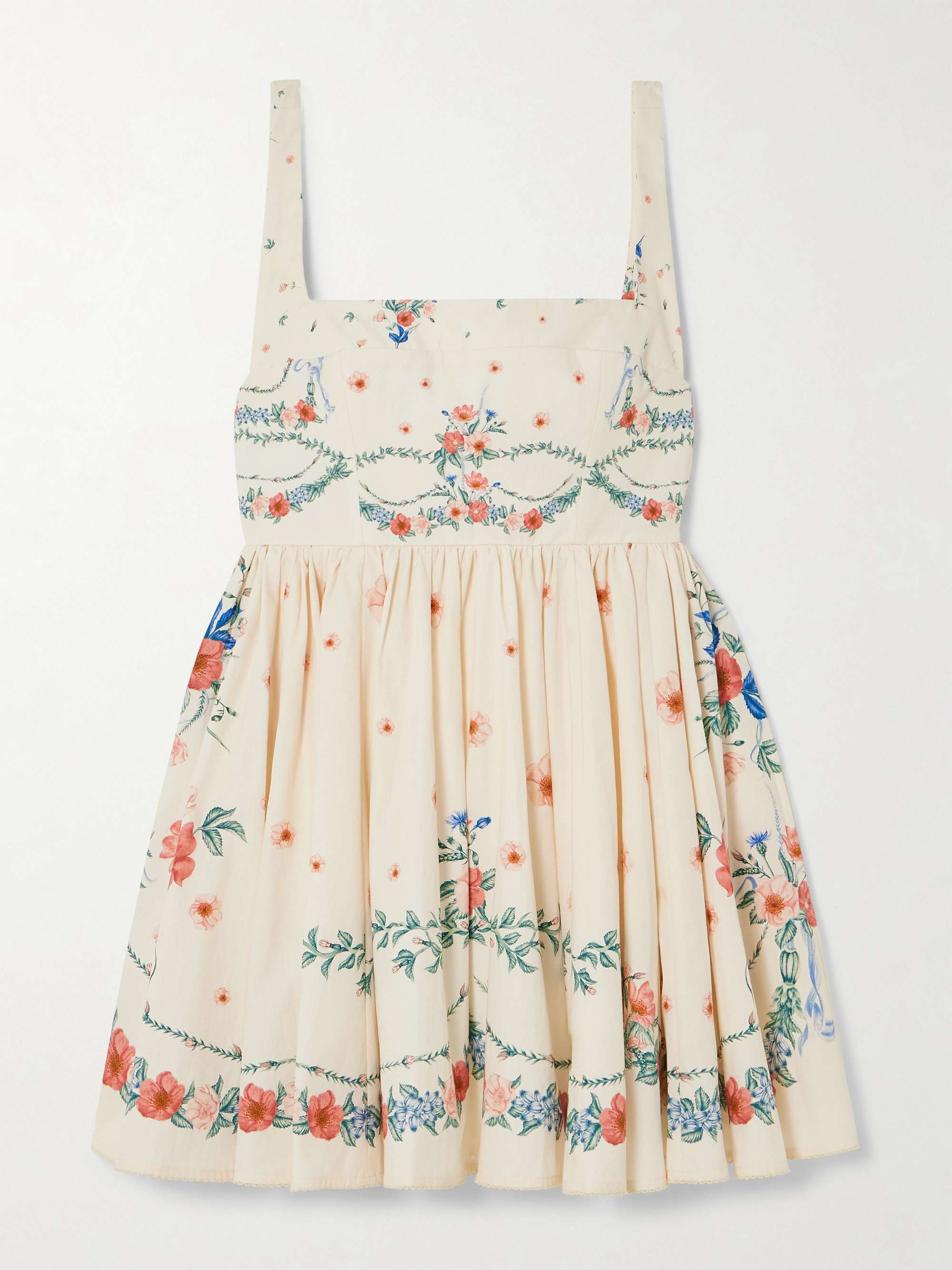 Hierbabuena Mosqueta gathered floral-print cotton-poplin mini dress view