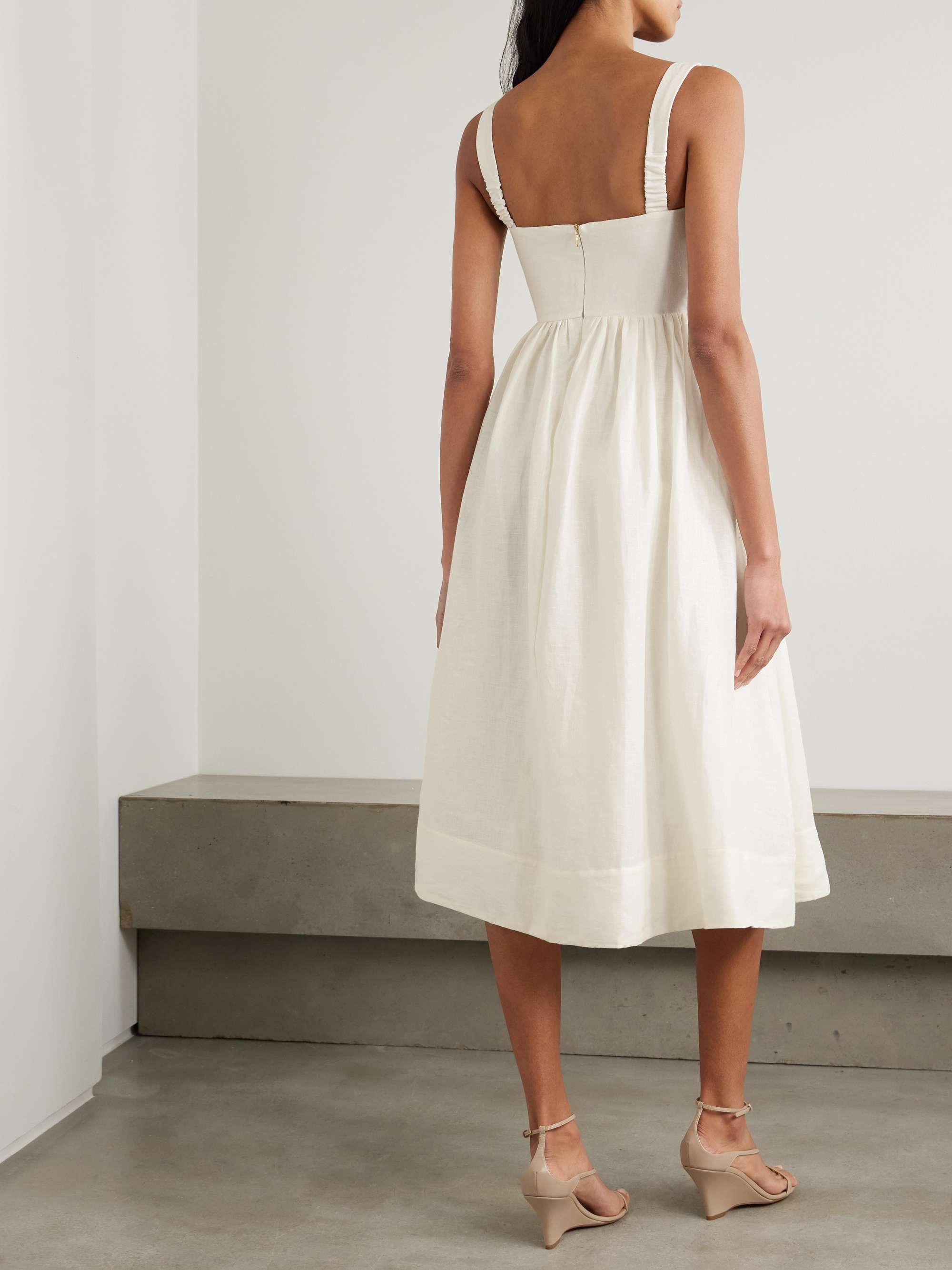 Miramar Gardenia appliquéd linen midi dress view