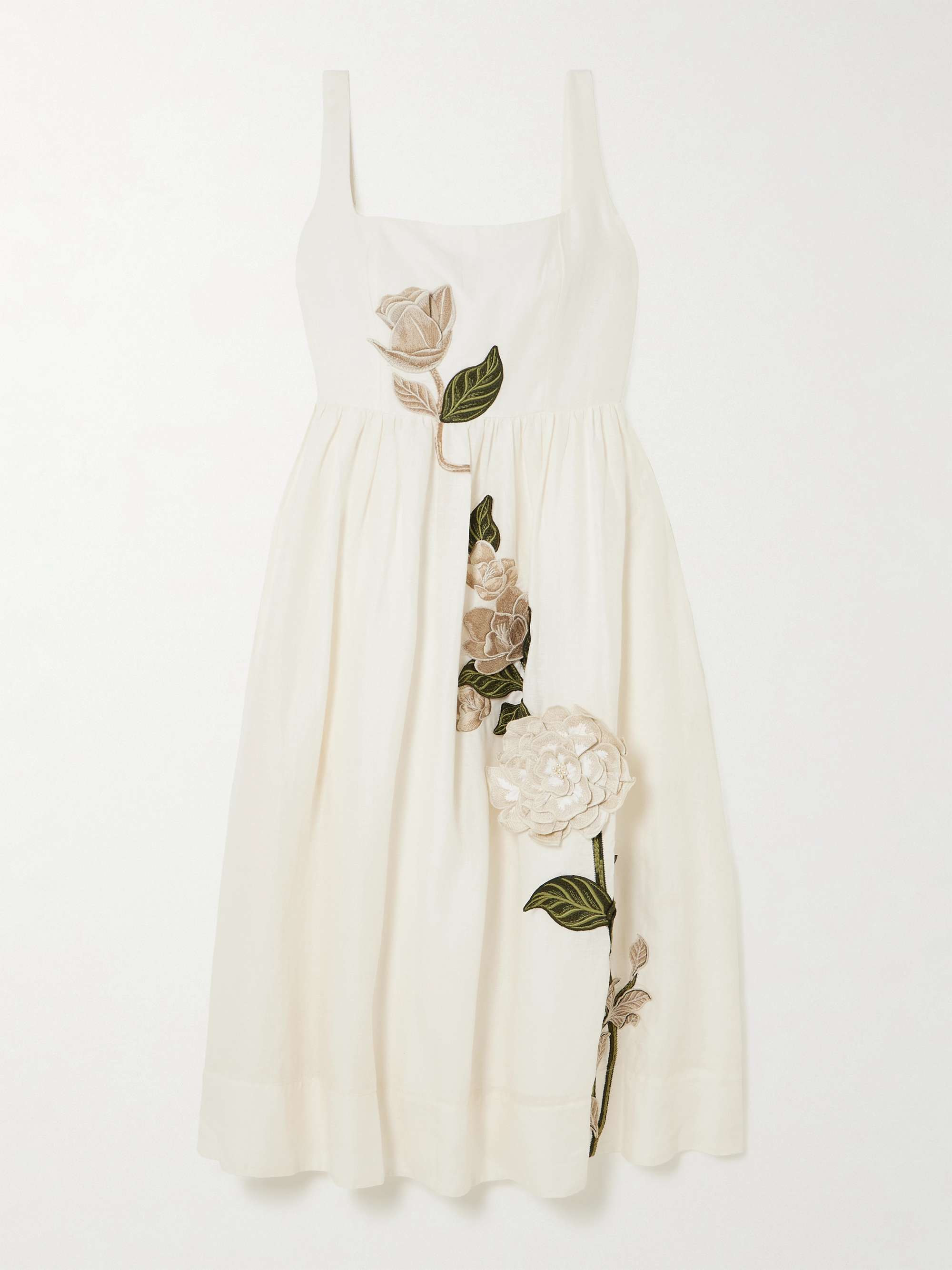 Miramar Gardenia appliquéd linen midi dress view
