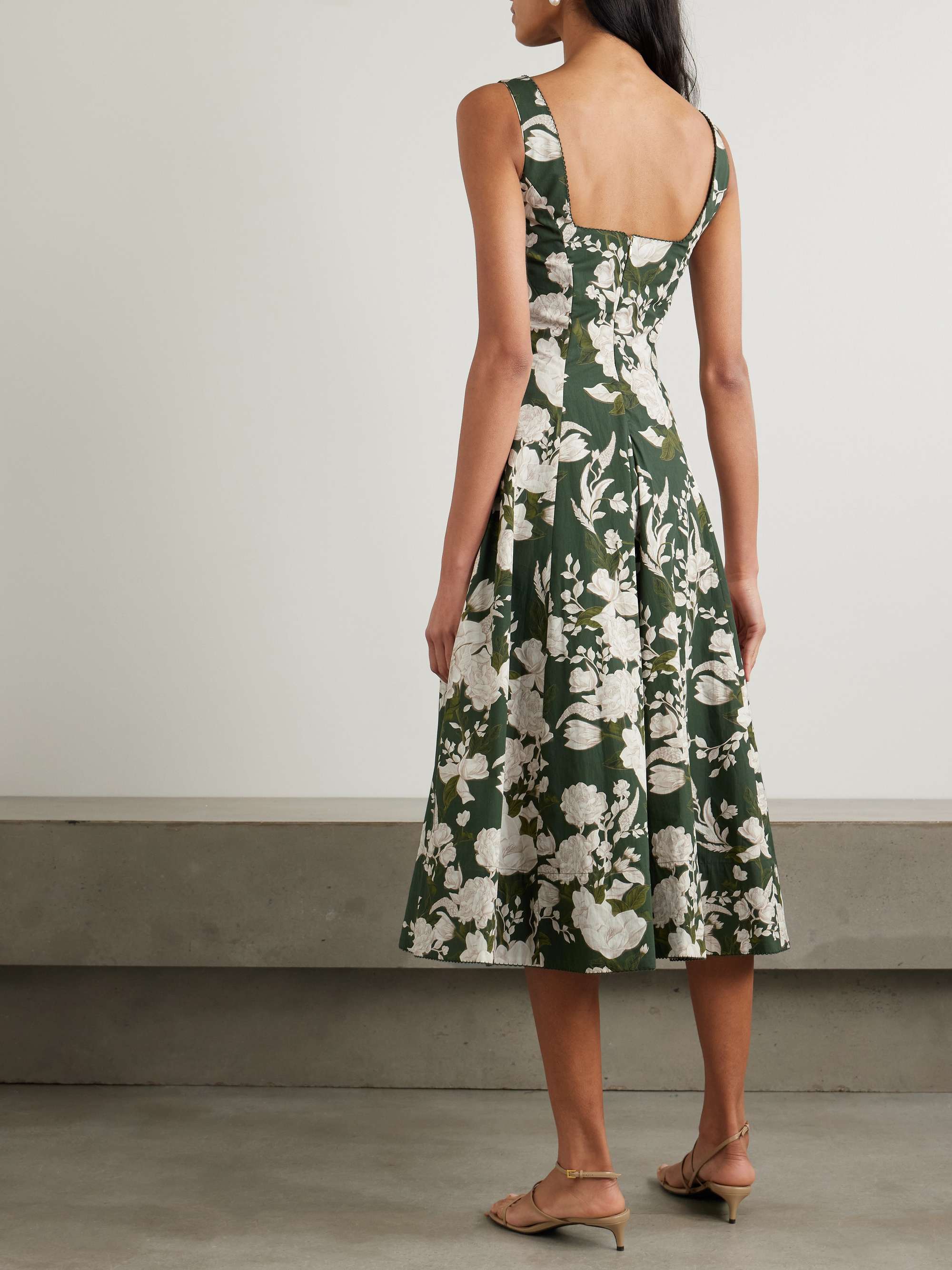 Pistilo Gardenia picot-trimmed floral-print cotton-poplin midi dress view