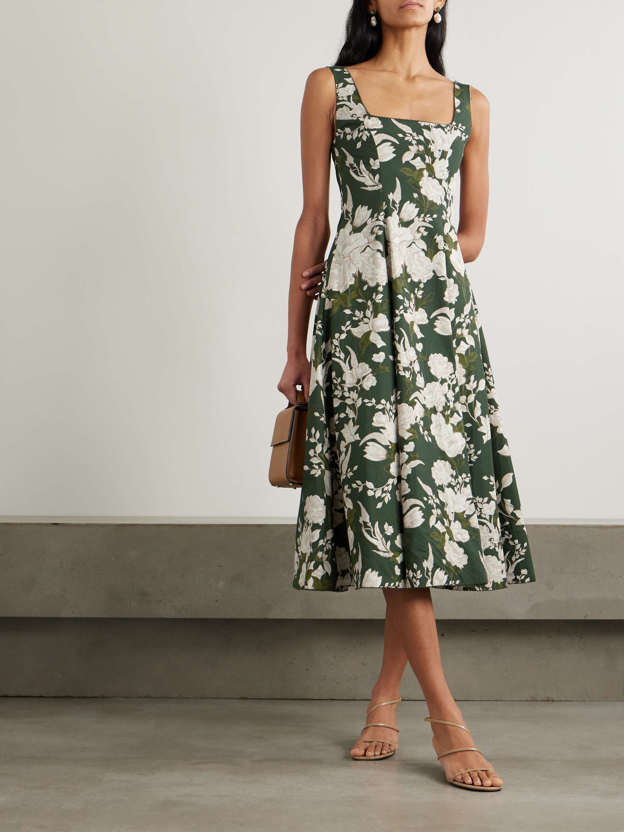 Pistilo Gardenia picot-trimmed floral-print cotton-poplin midi dress view