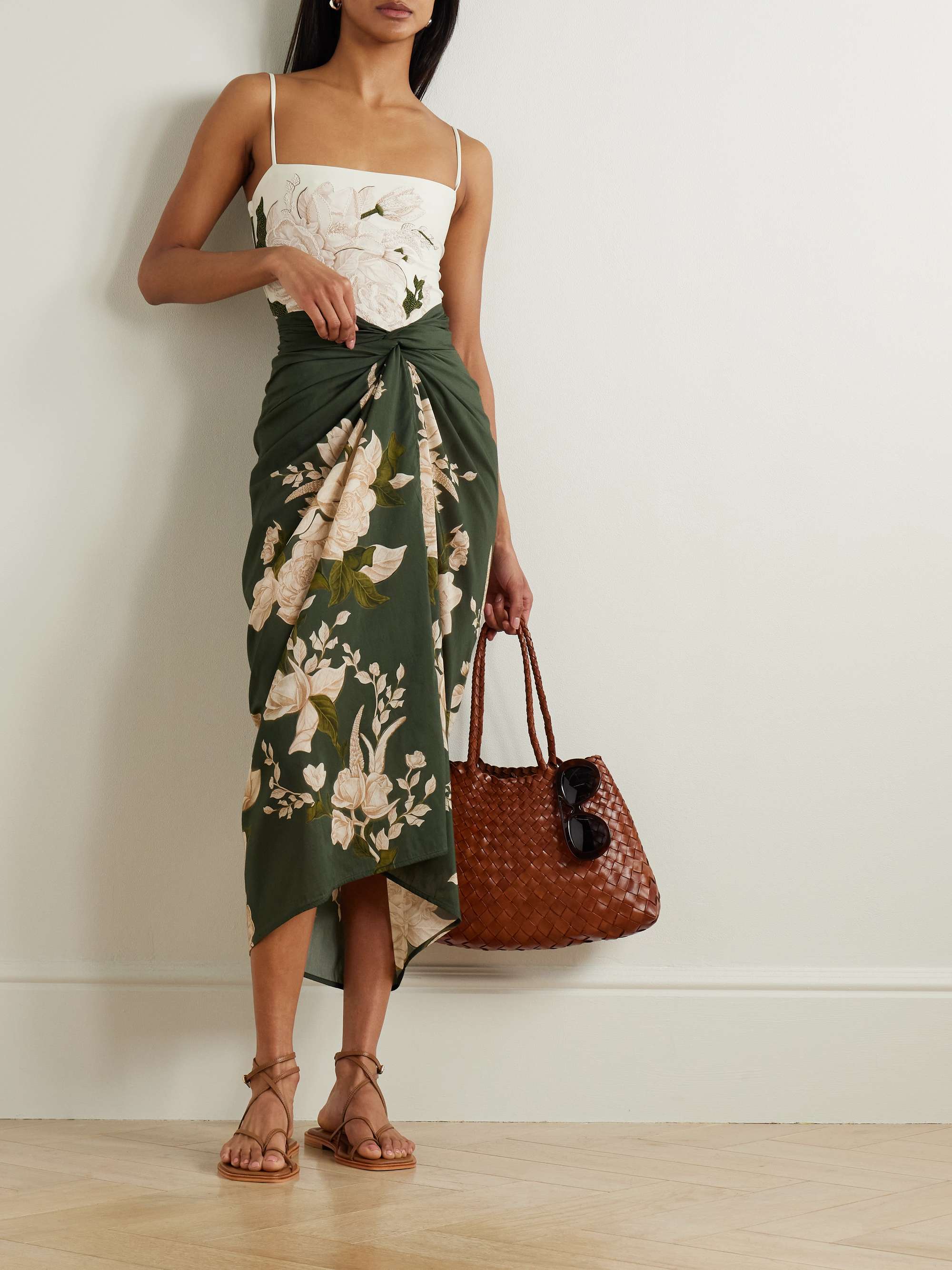 Lavanda Gardenia floral-print cotton and silk-blend voile pareo view