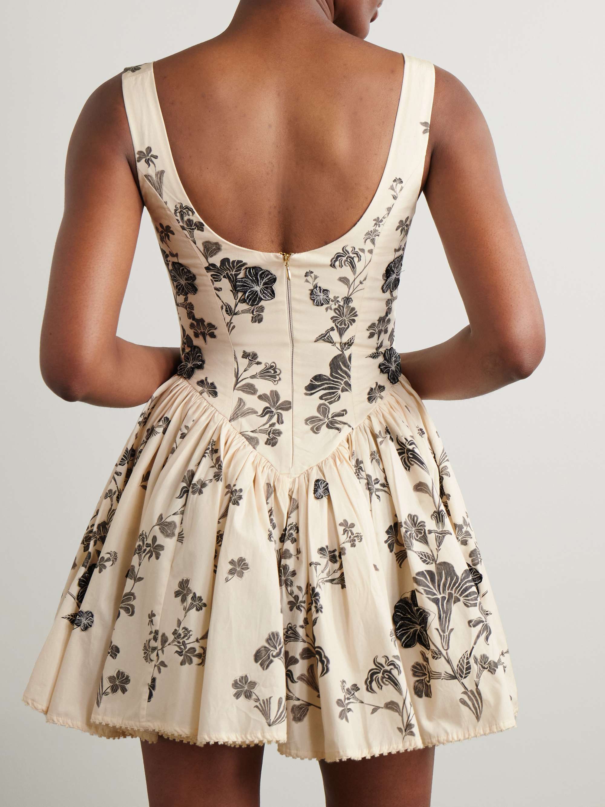 Pluma Guayacan appliquéd gathered printed cotton mini dress view