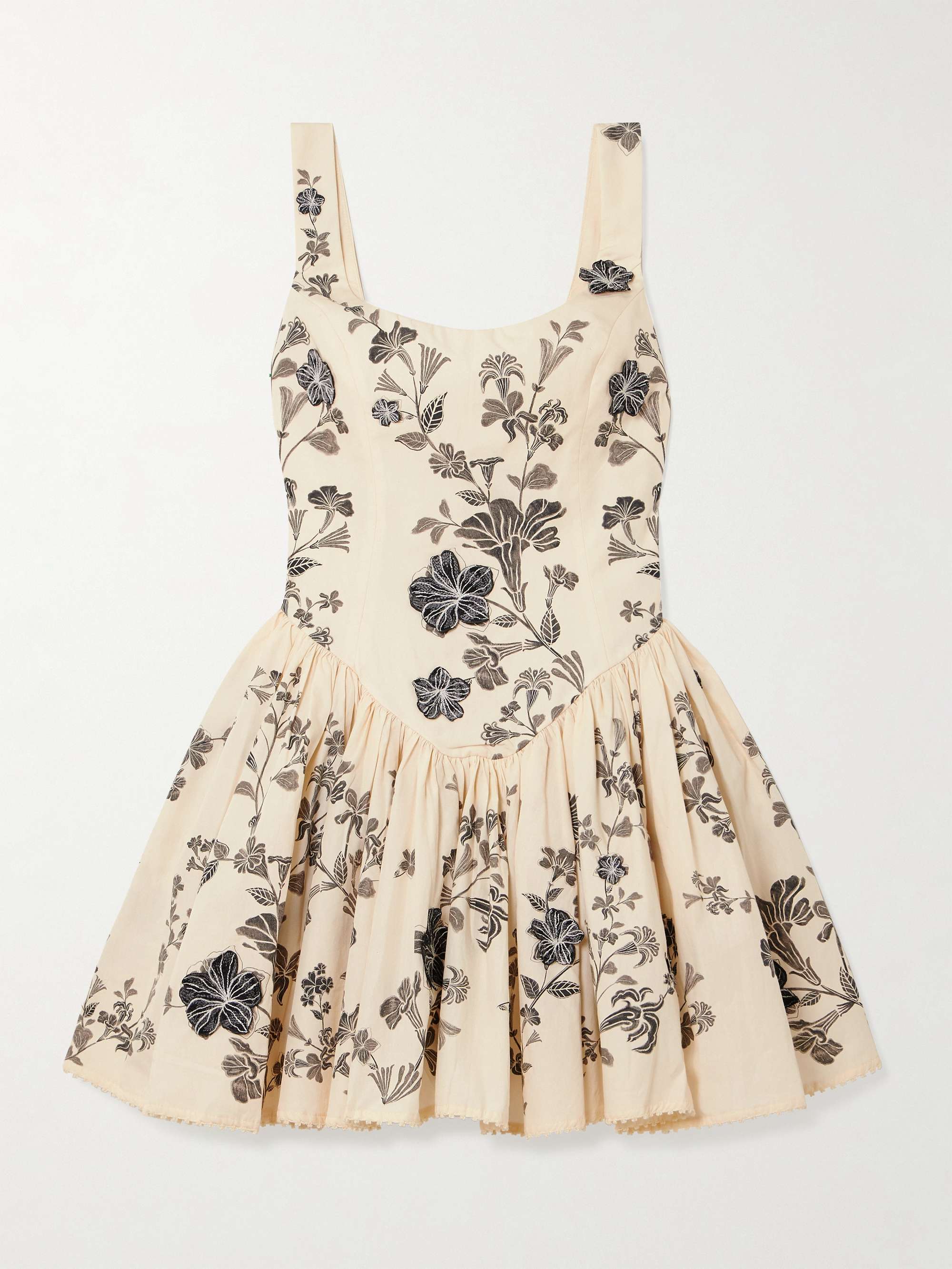 Pluma Guayacan appliquéd gathered printed cotton mini dress view