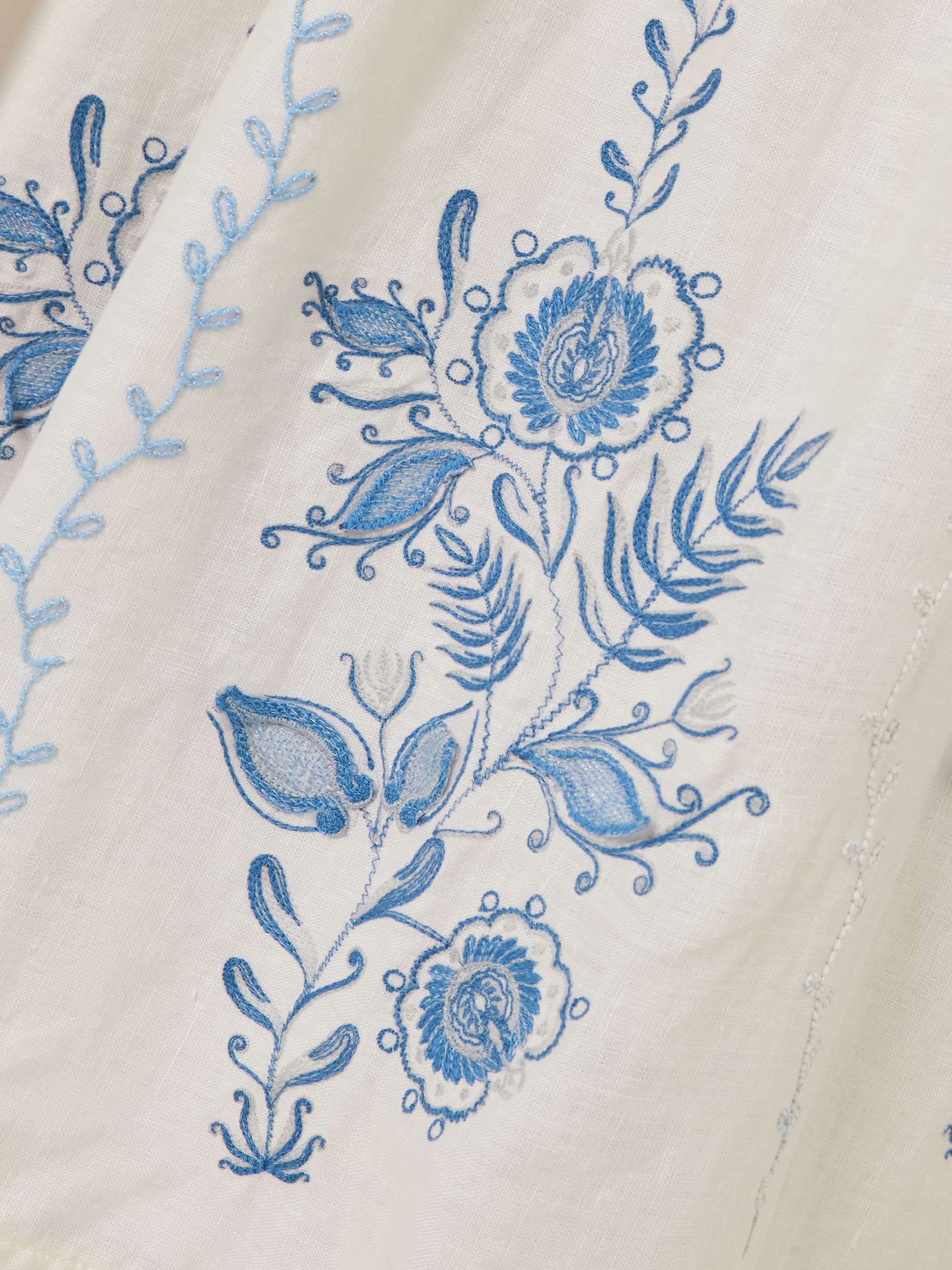 Miramar Floritura gathered embroidered linen midi dress view