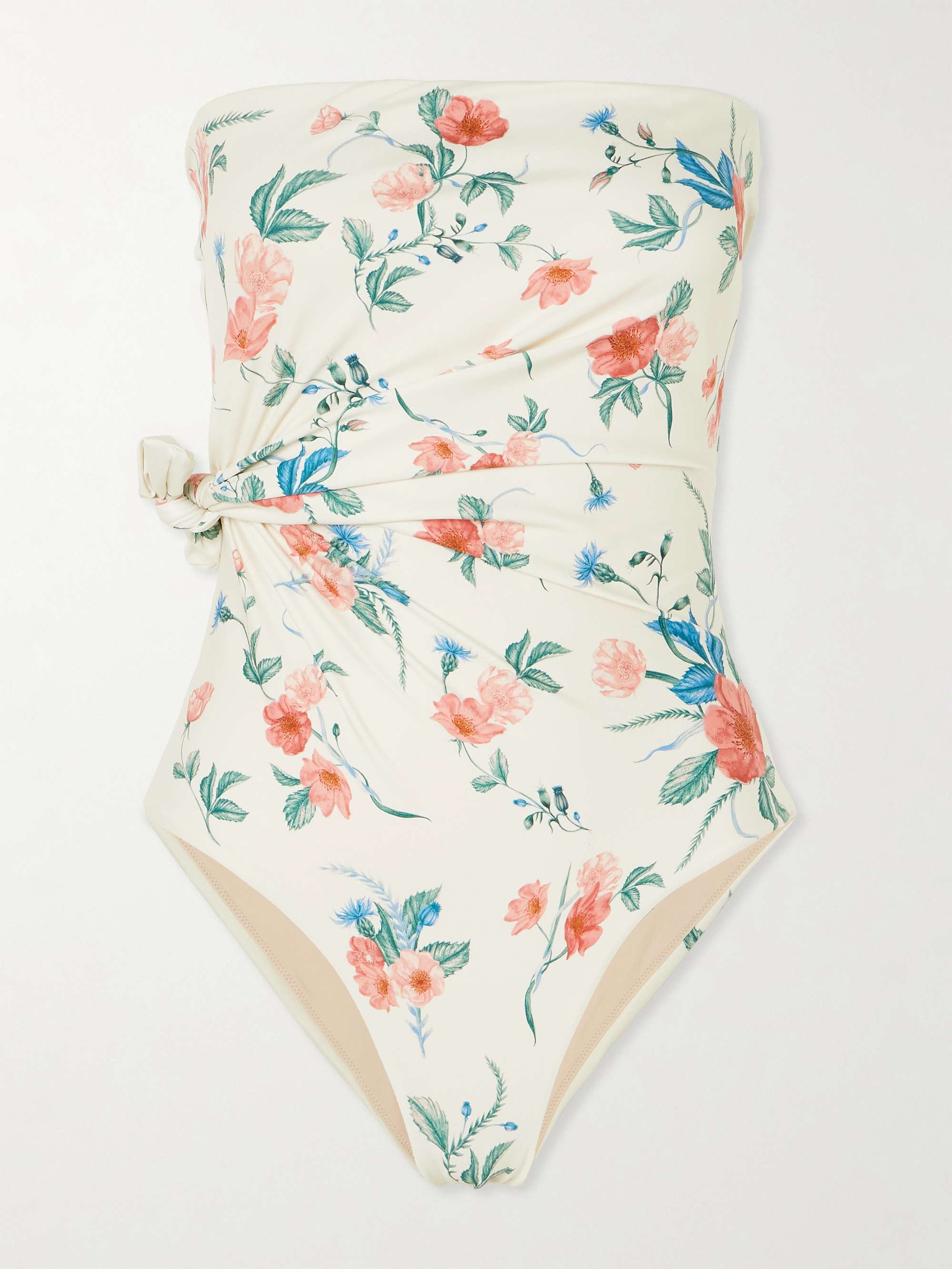 Morena Mosqueta knotted floral-print strapless recycled swimsuit view