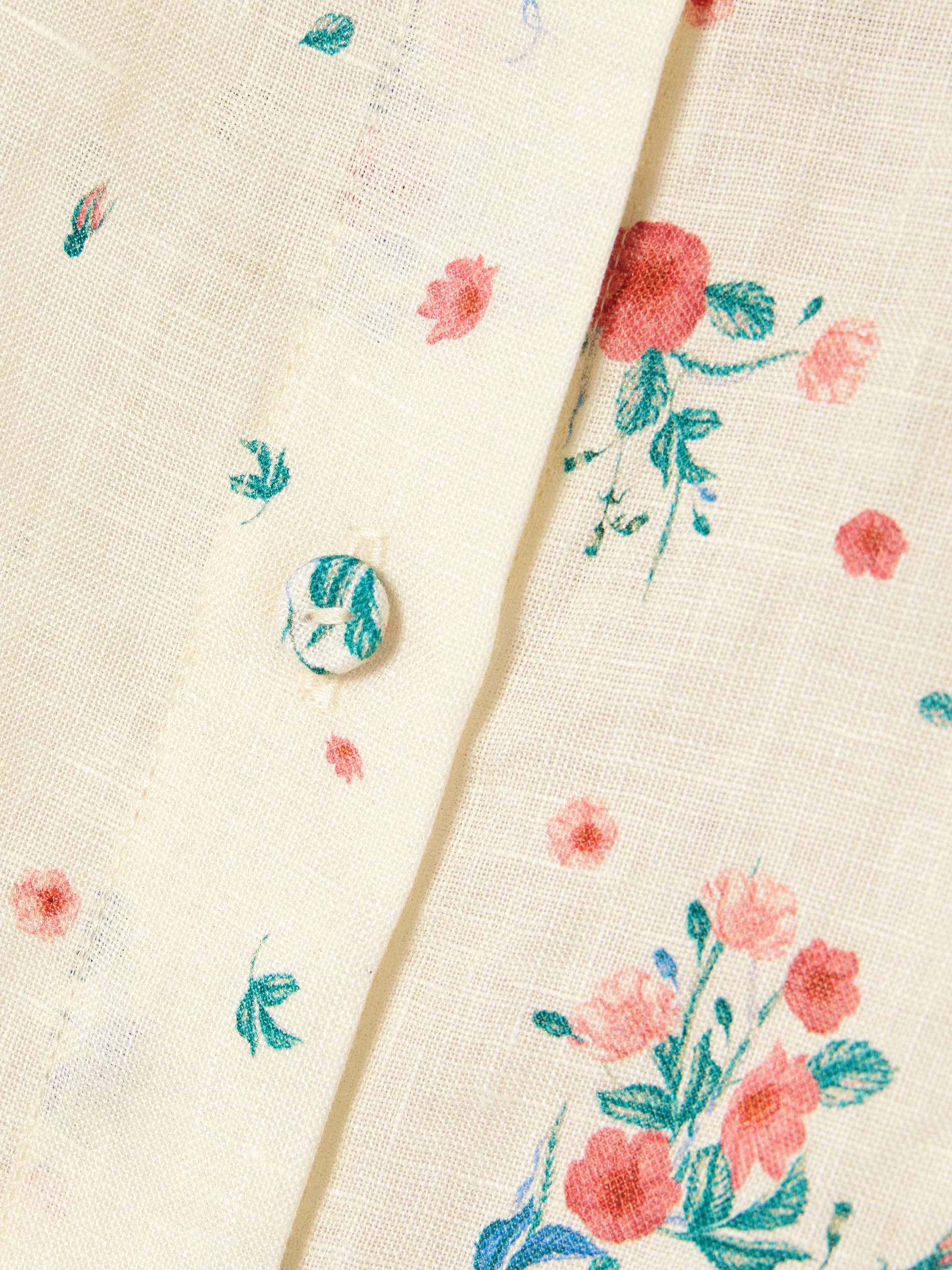 Agar Mosqueta gathered floral-print linen shirt view
