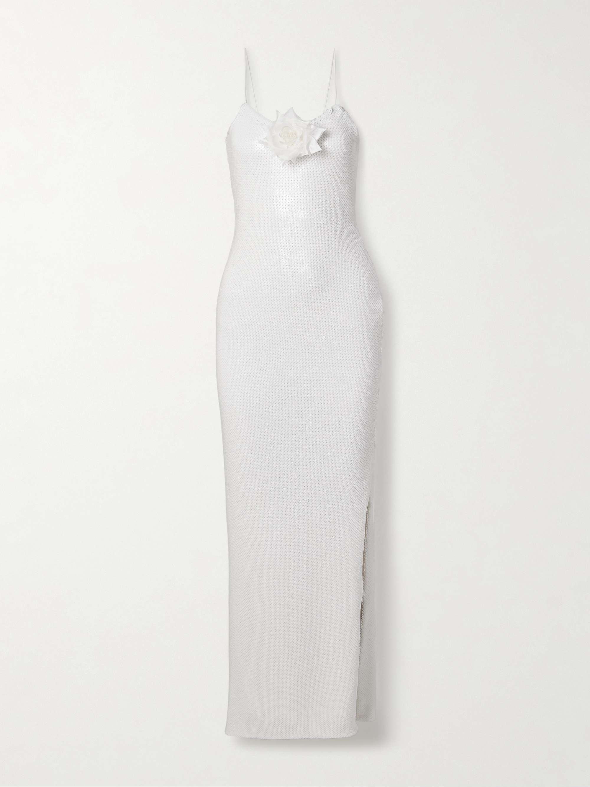 Embellished silk-trimmed sequined tulle gown view