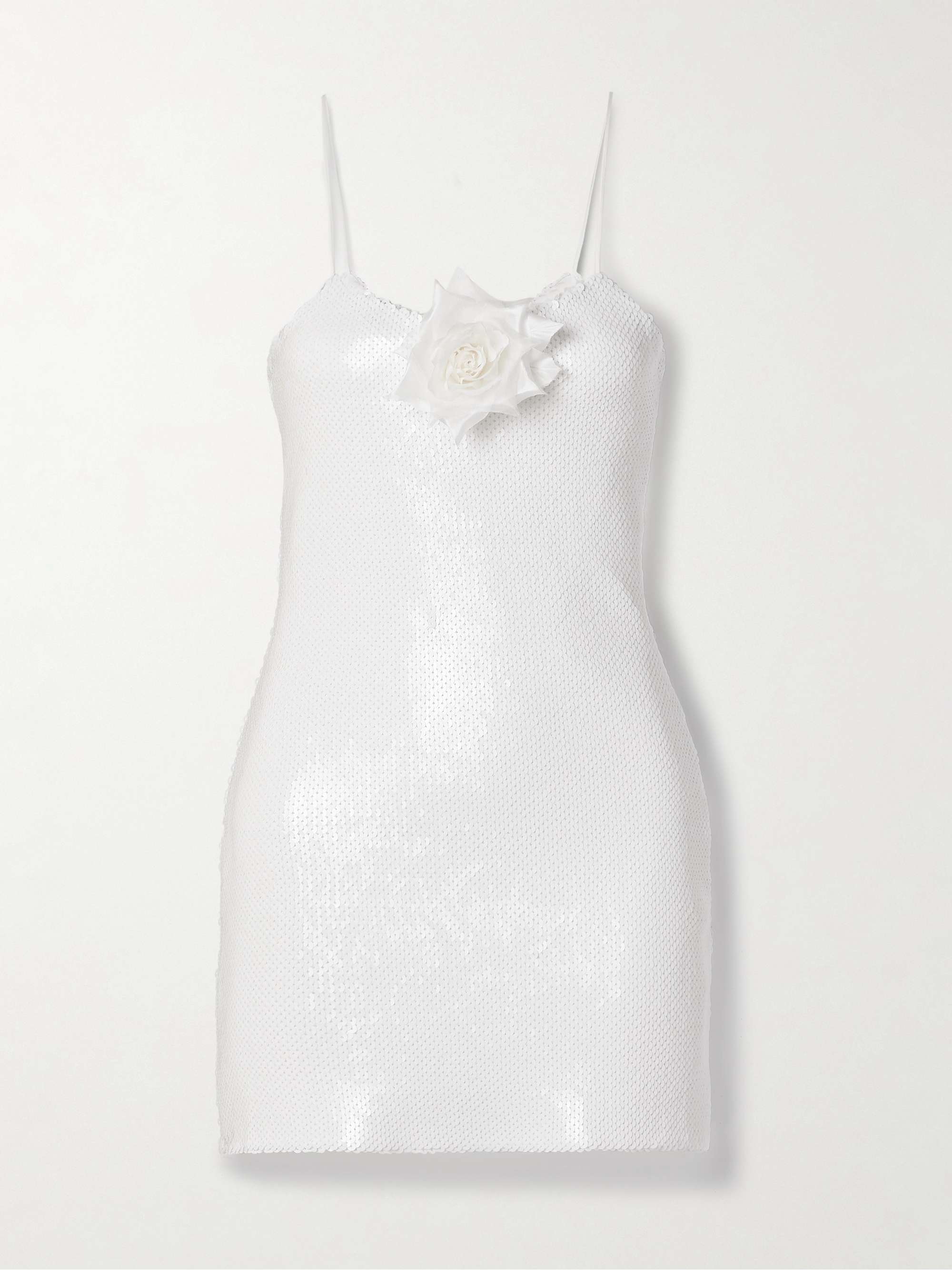 Embellished silk-trimmed sequined tulle mini dress view