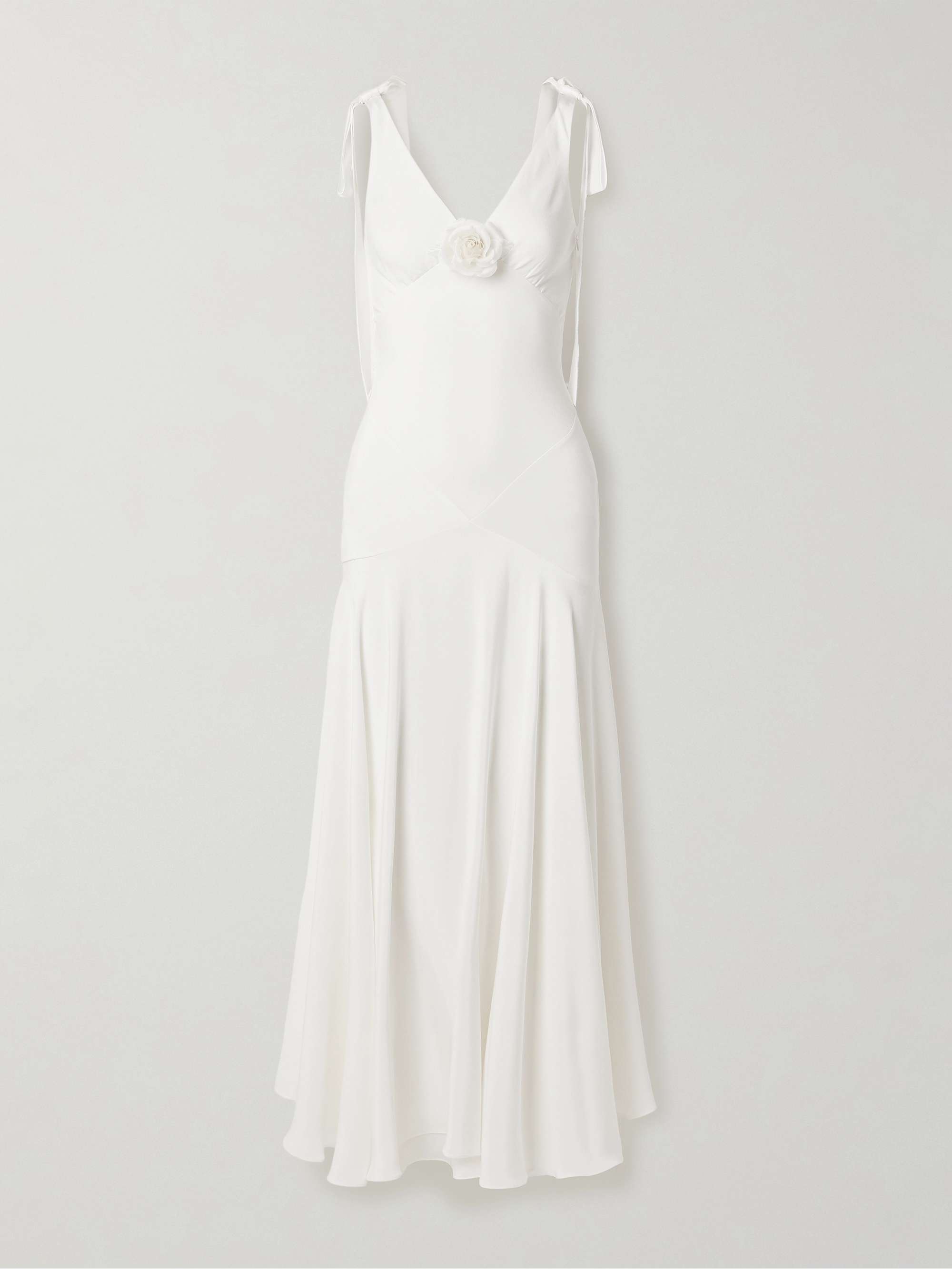 Embellished velvet-trimmed silk-crepe maxi dress view