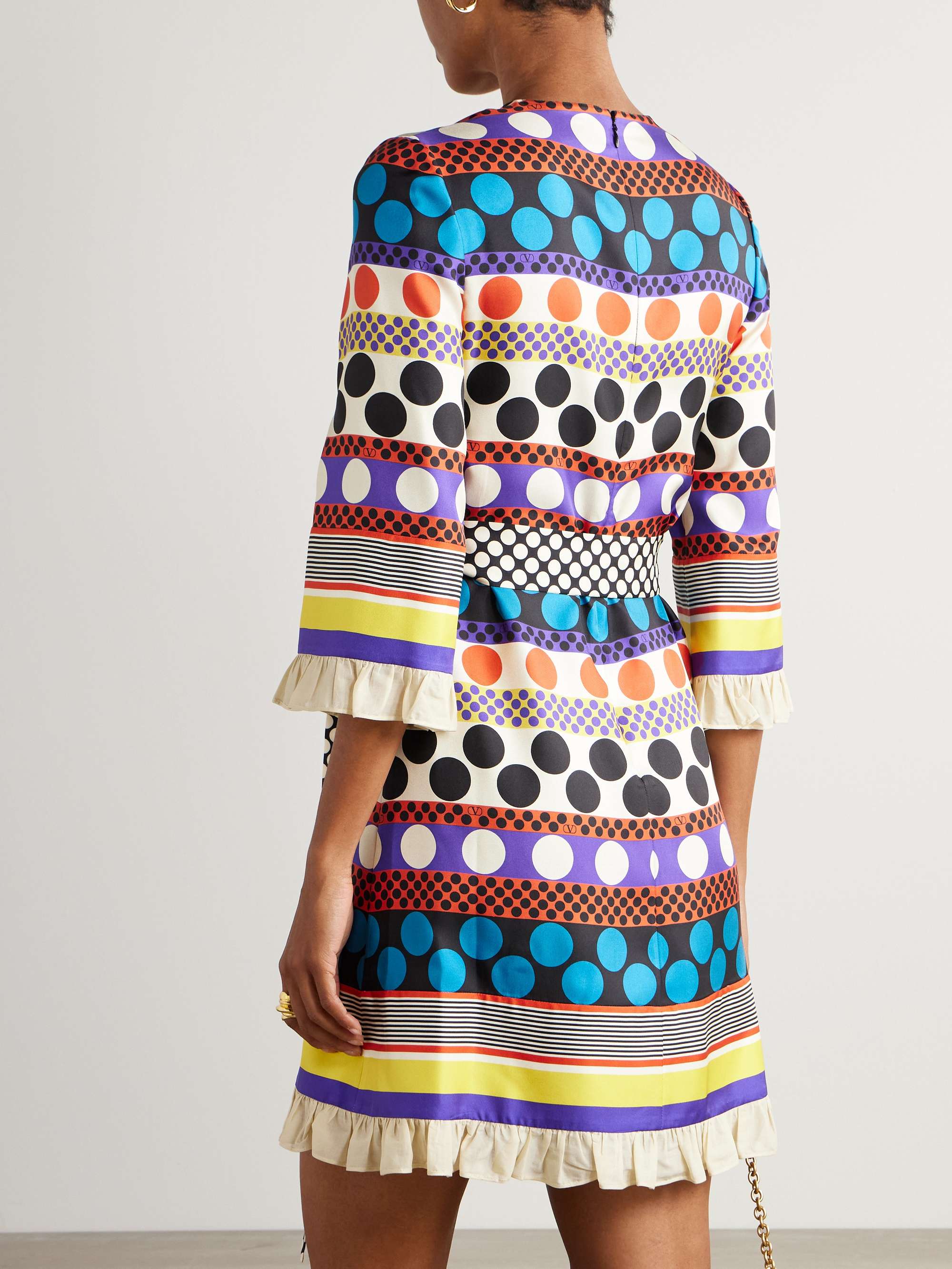 Belted printed silk-twill mini dress view