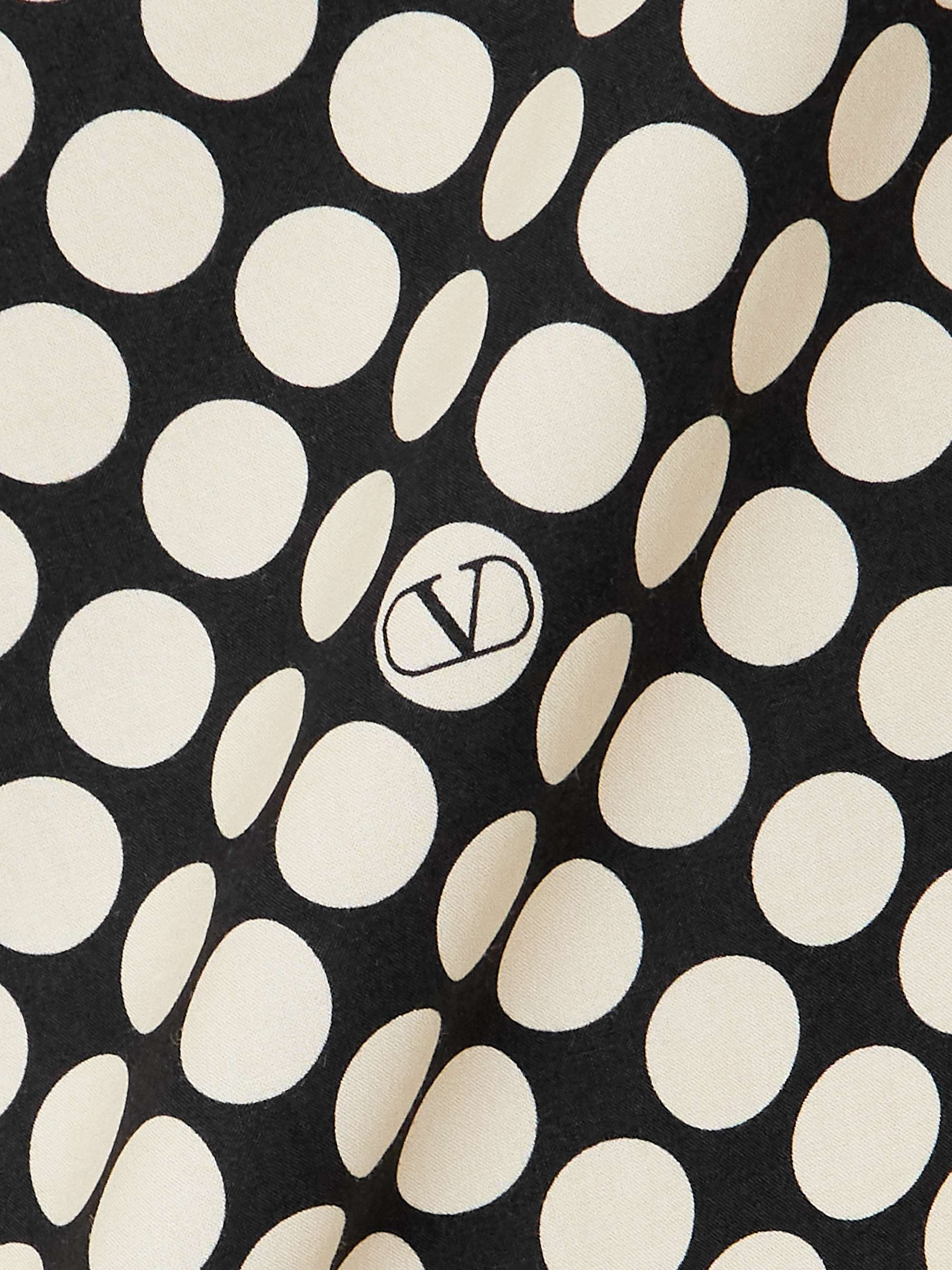 Cropped ruffled polka-dot cotton-poplin top view