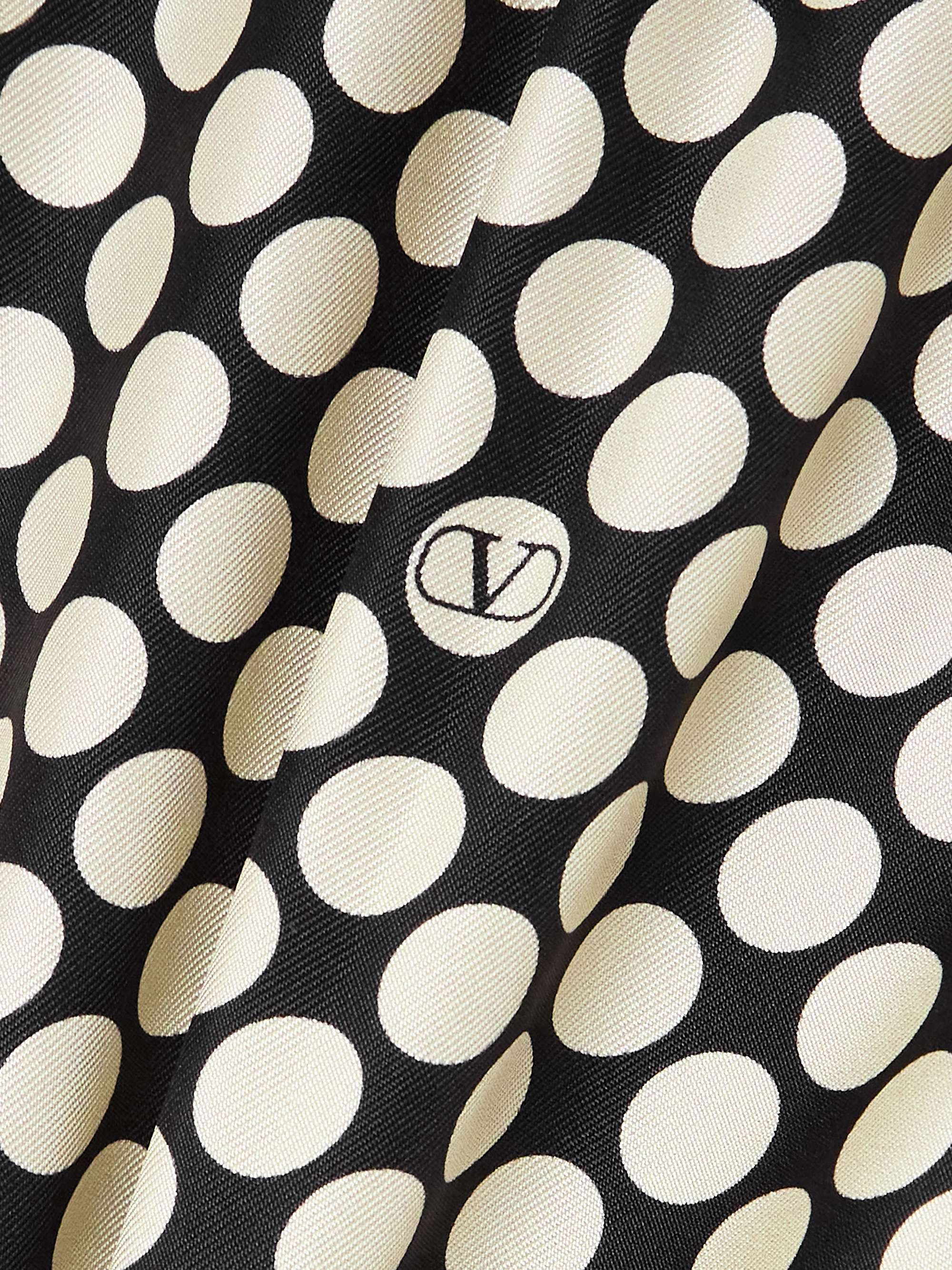 Ruffled wrap-effect polka-dot silk-twill midi skirt view