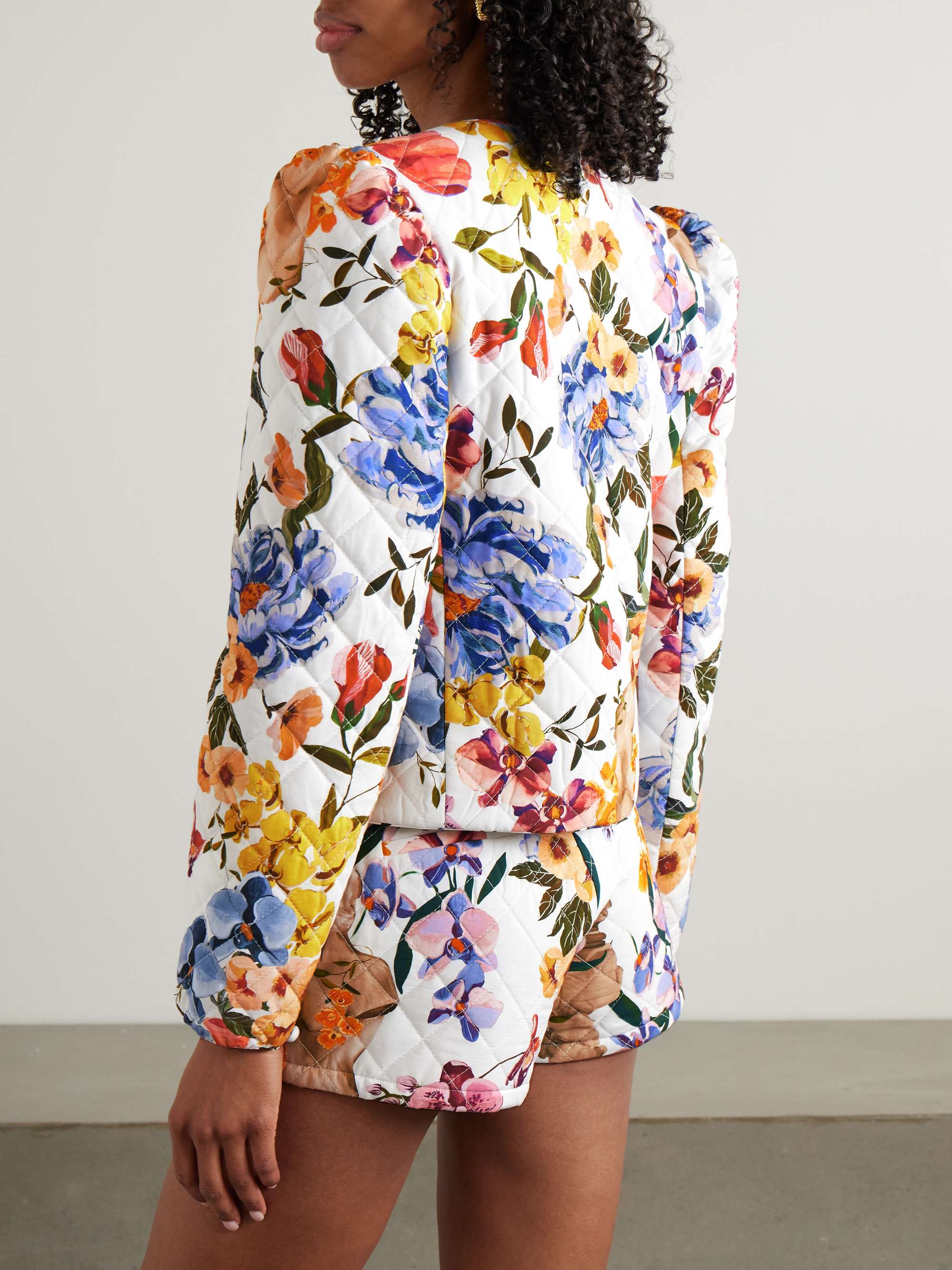 Greek Garden quilted floral-print Lyocell and cotton-blend jacket view